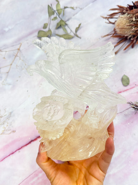 Clear Quartz Eagle Carving