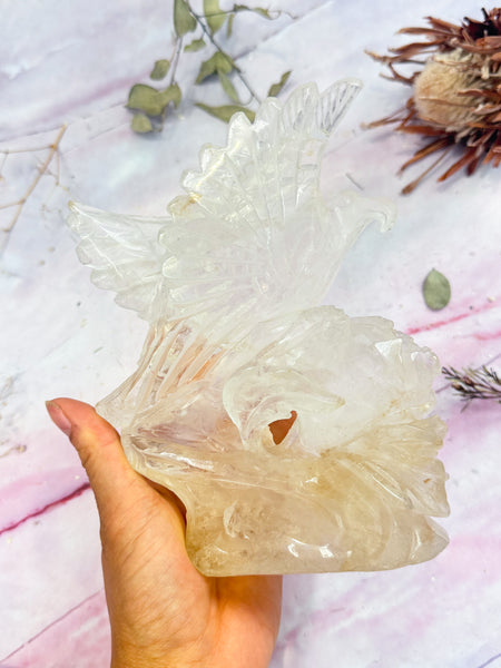 Clear Quartz Eagle Carving