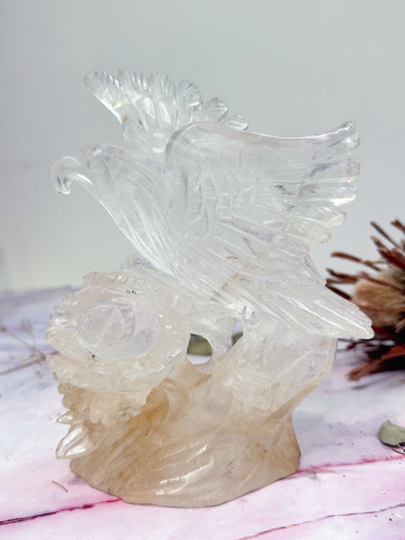 Clear Quartz Eagle Carving