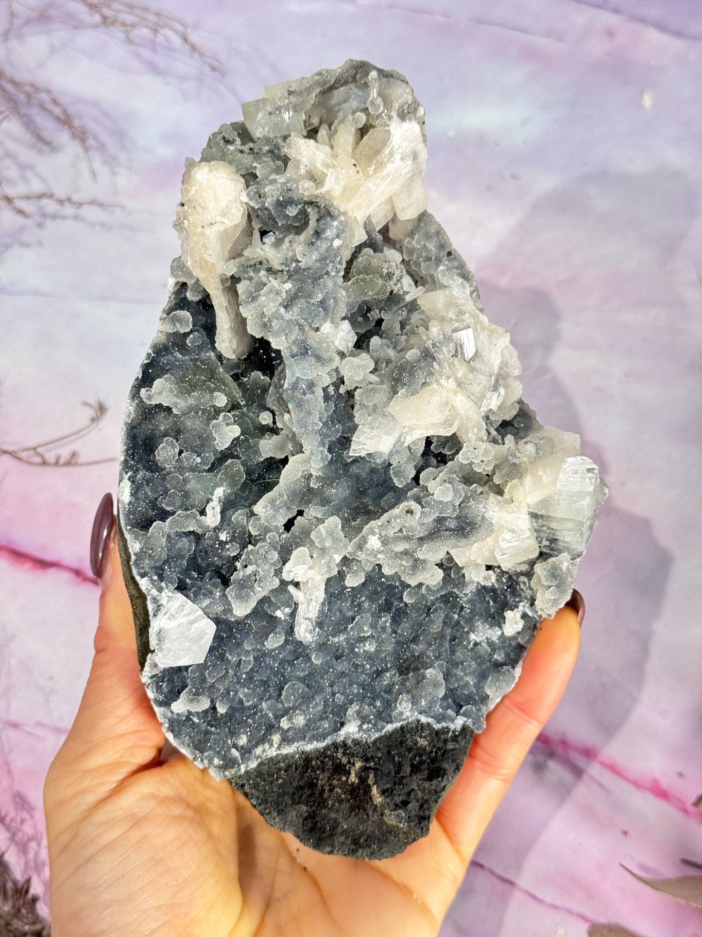 Black Chalcedony with Apophylite Cluster