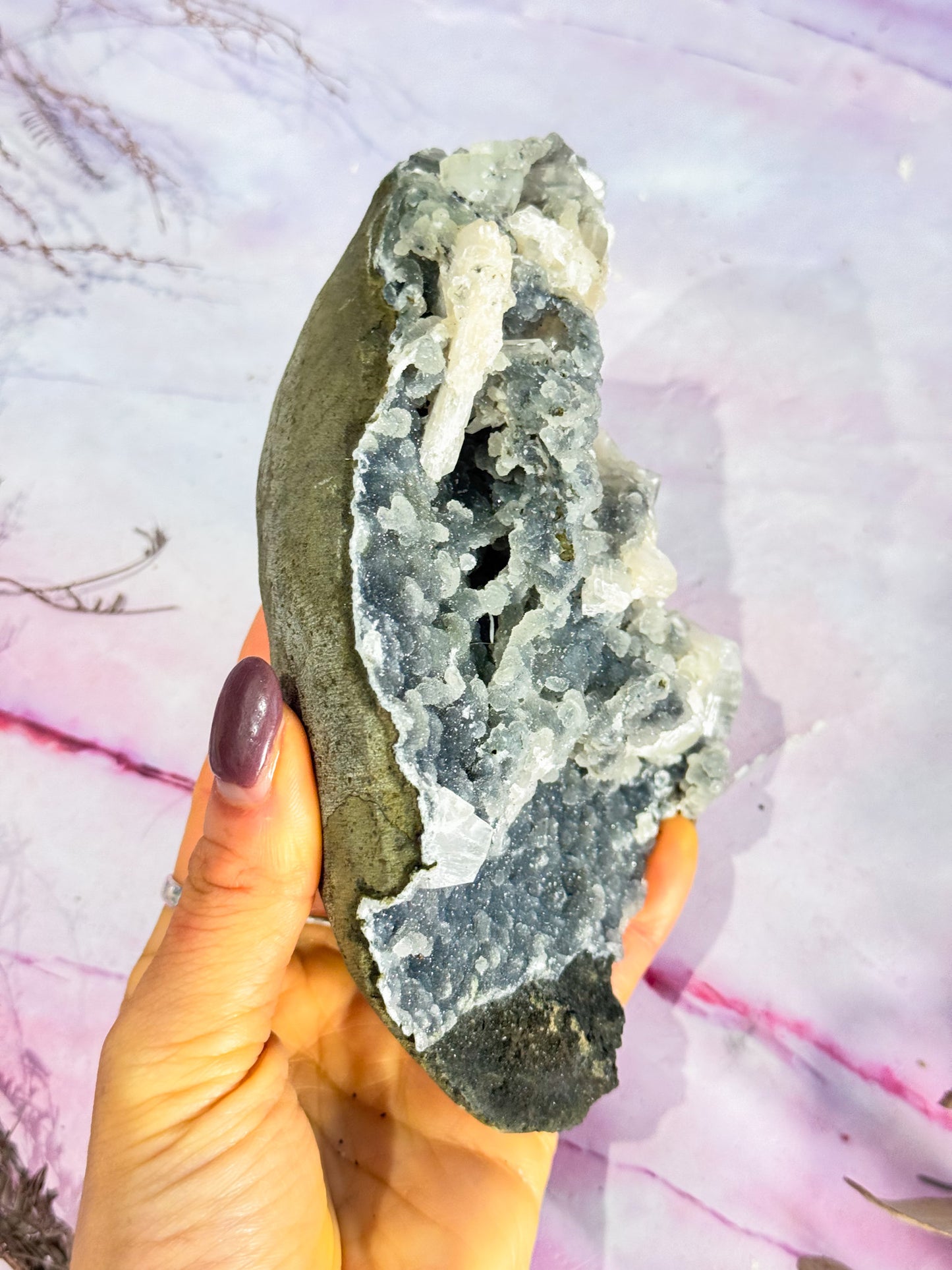 Black Chalcedony with Apophylite Cluster