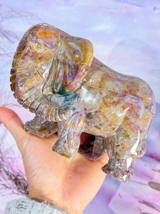 Ocean Jasper Elephant Carving