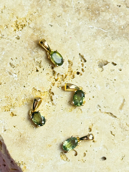 18K Gold Vermeil Moldavite Pendants