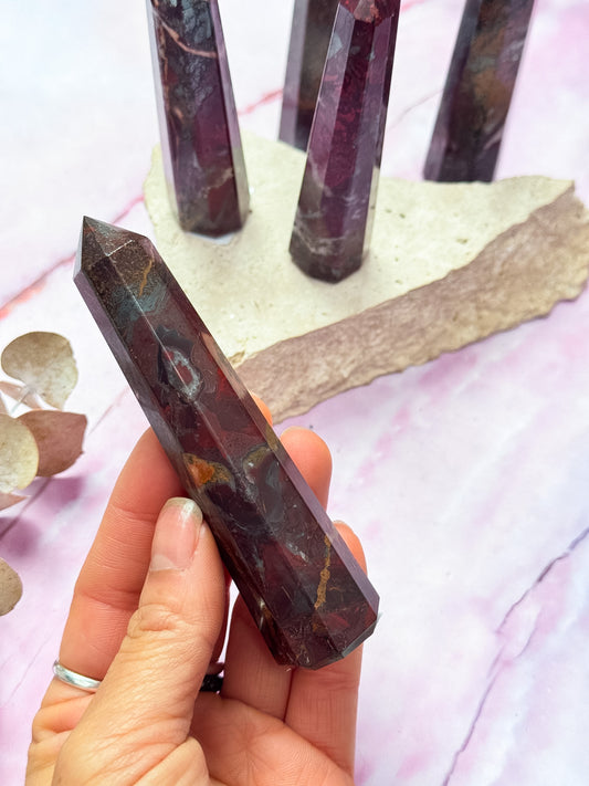 Red Jasper with Hematite Points