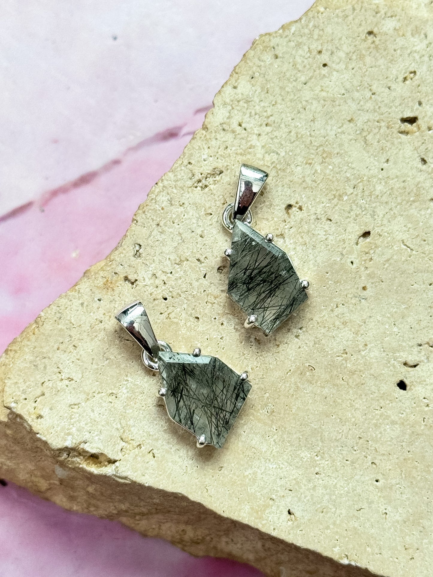 Black Rutile Faceted Pendants