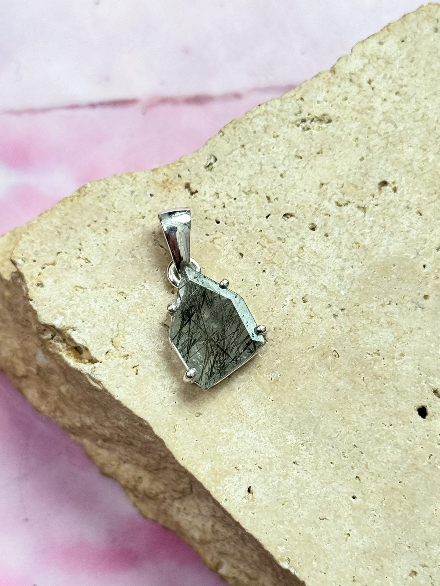 Black Rutile Faceted Pendants