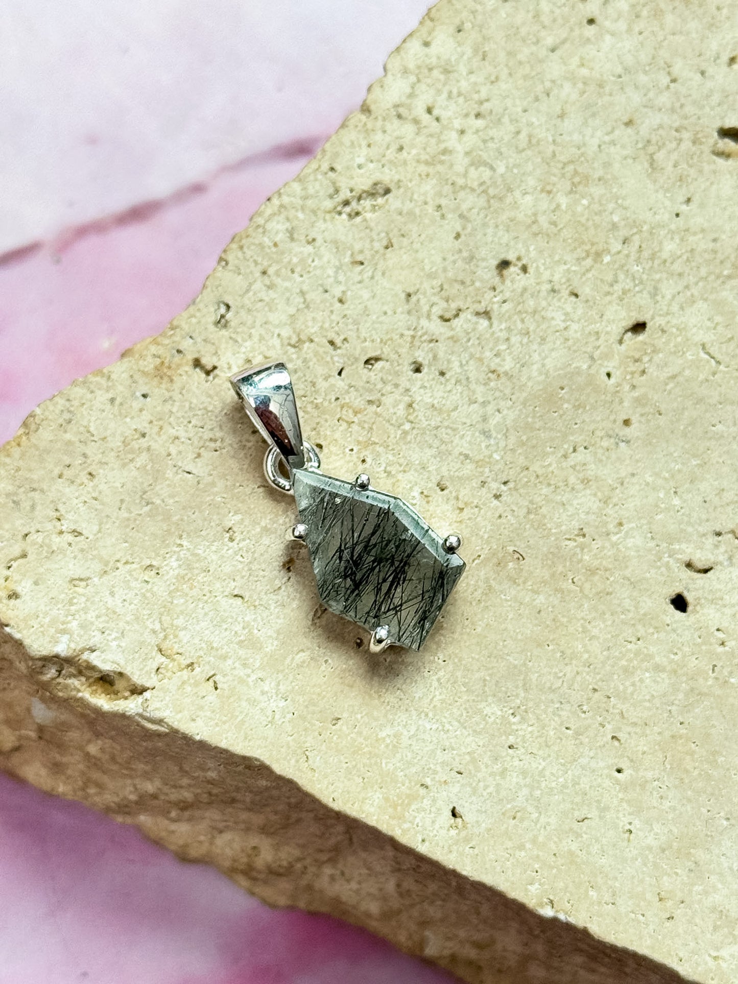 Black Rutile Faceted Pendants