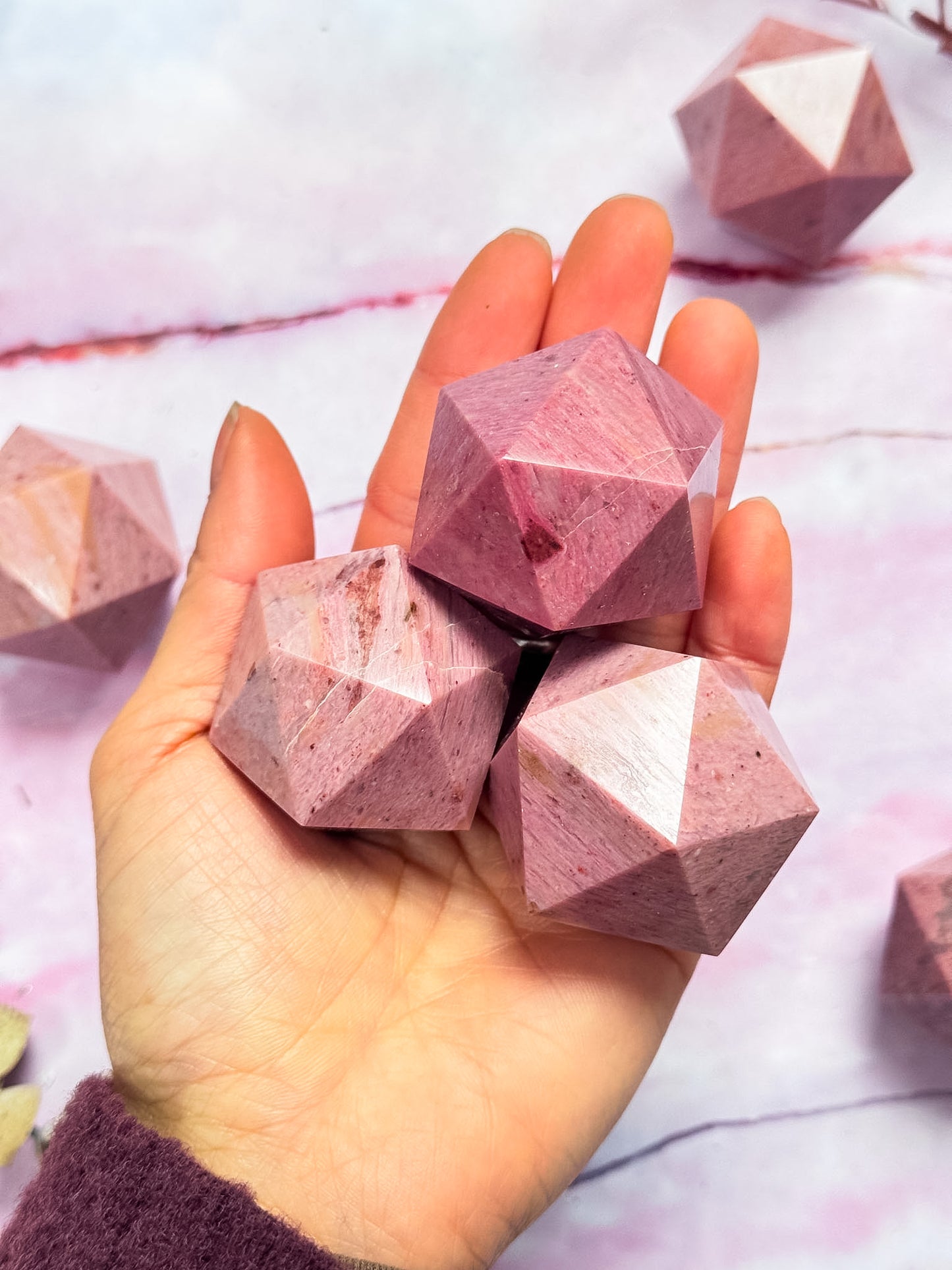 Pink Petrified Wood Isocahedrons