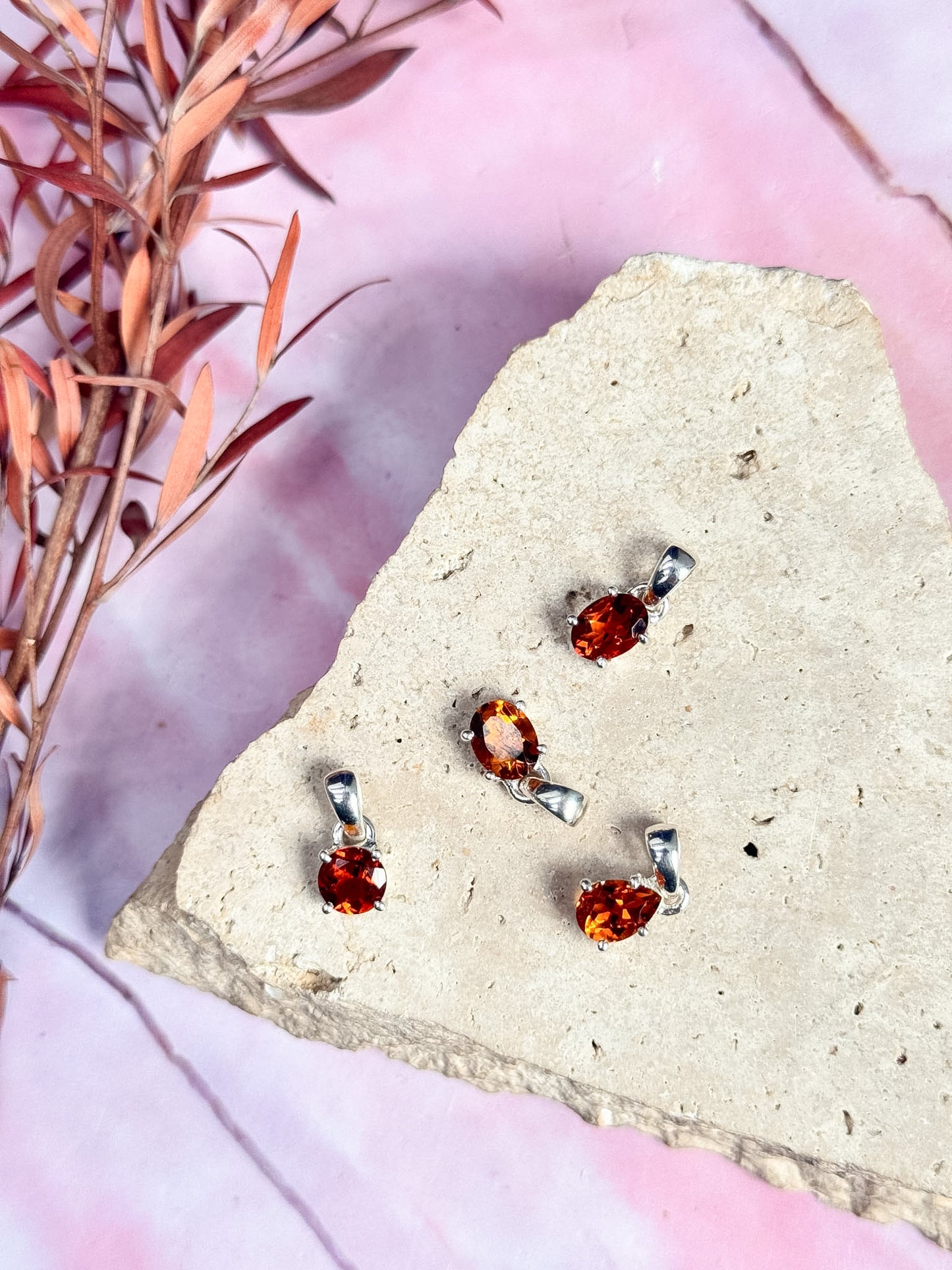 Citrine Claw Set Dark Dainty Pendants