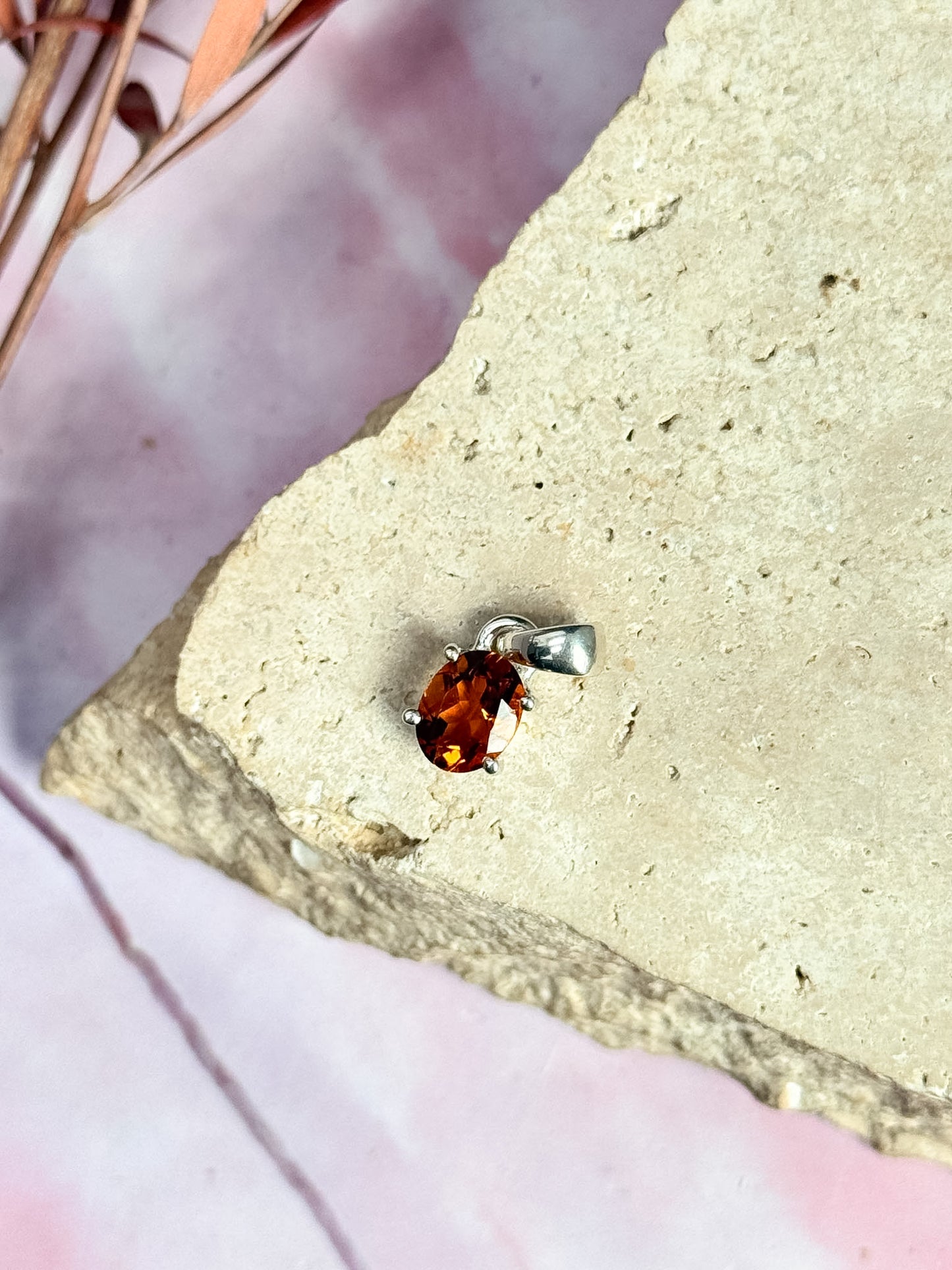 Citrine Claw Set Dark Dainty Pendants