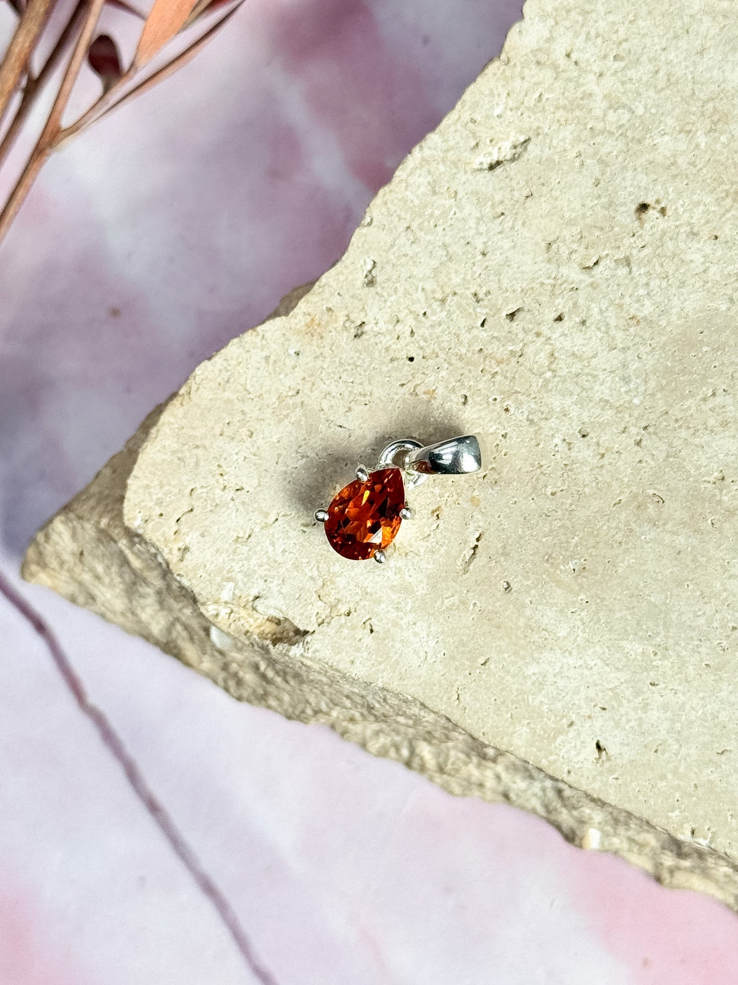 Citrine Claw Set Dark Dainty Pendants