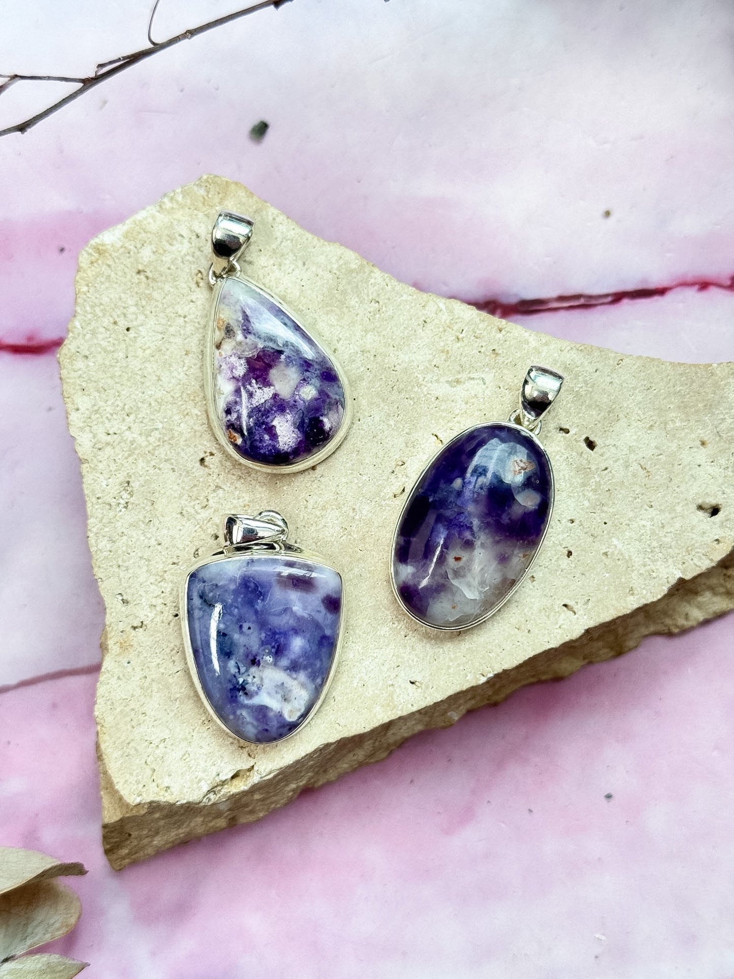Violet Flame Opal Pendants