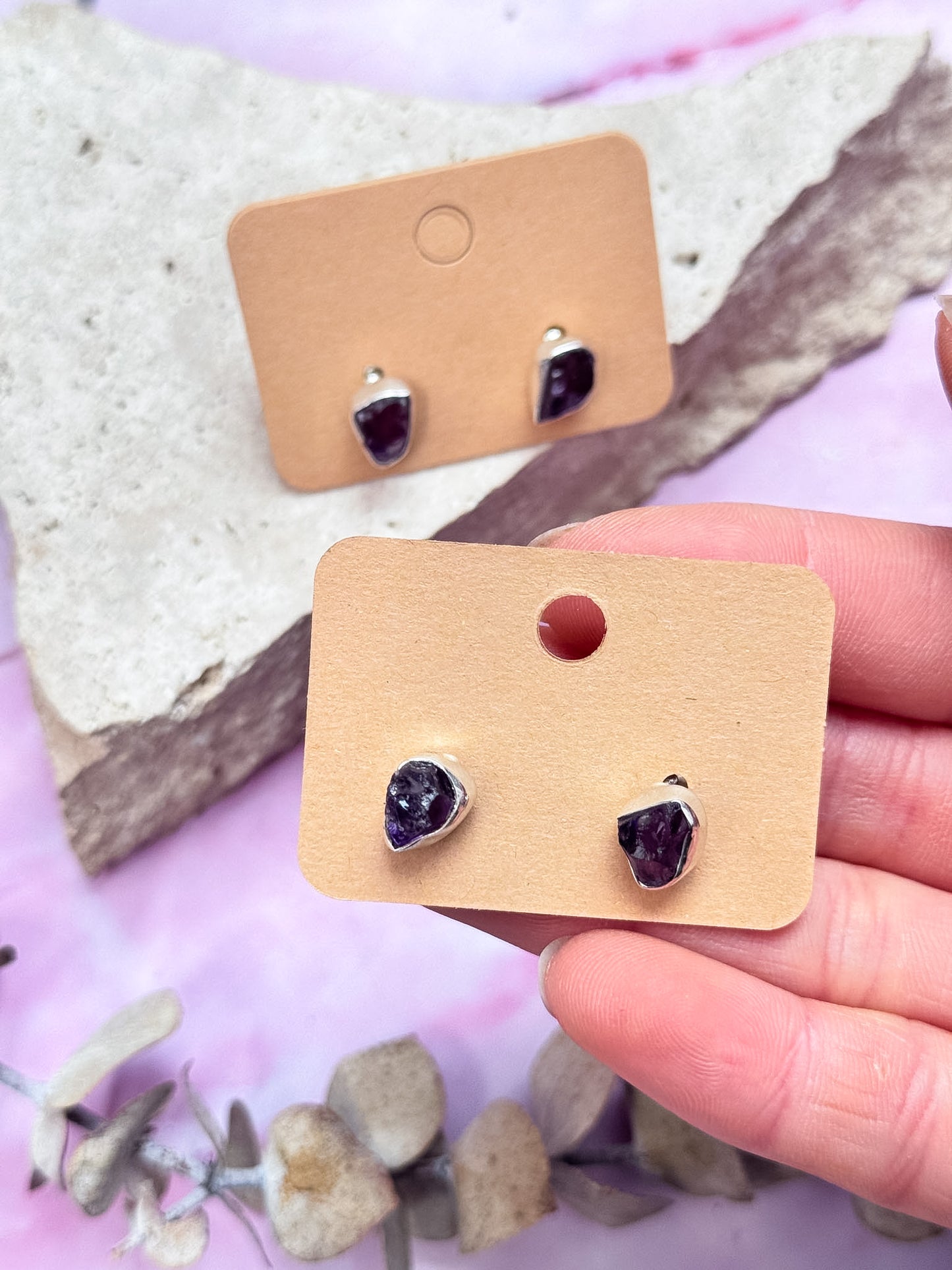 Amethyst Rough Studs