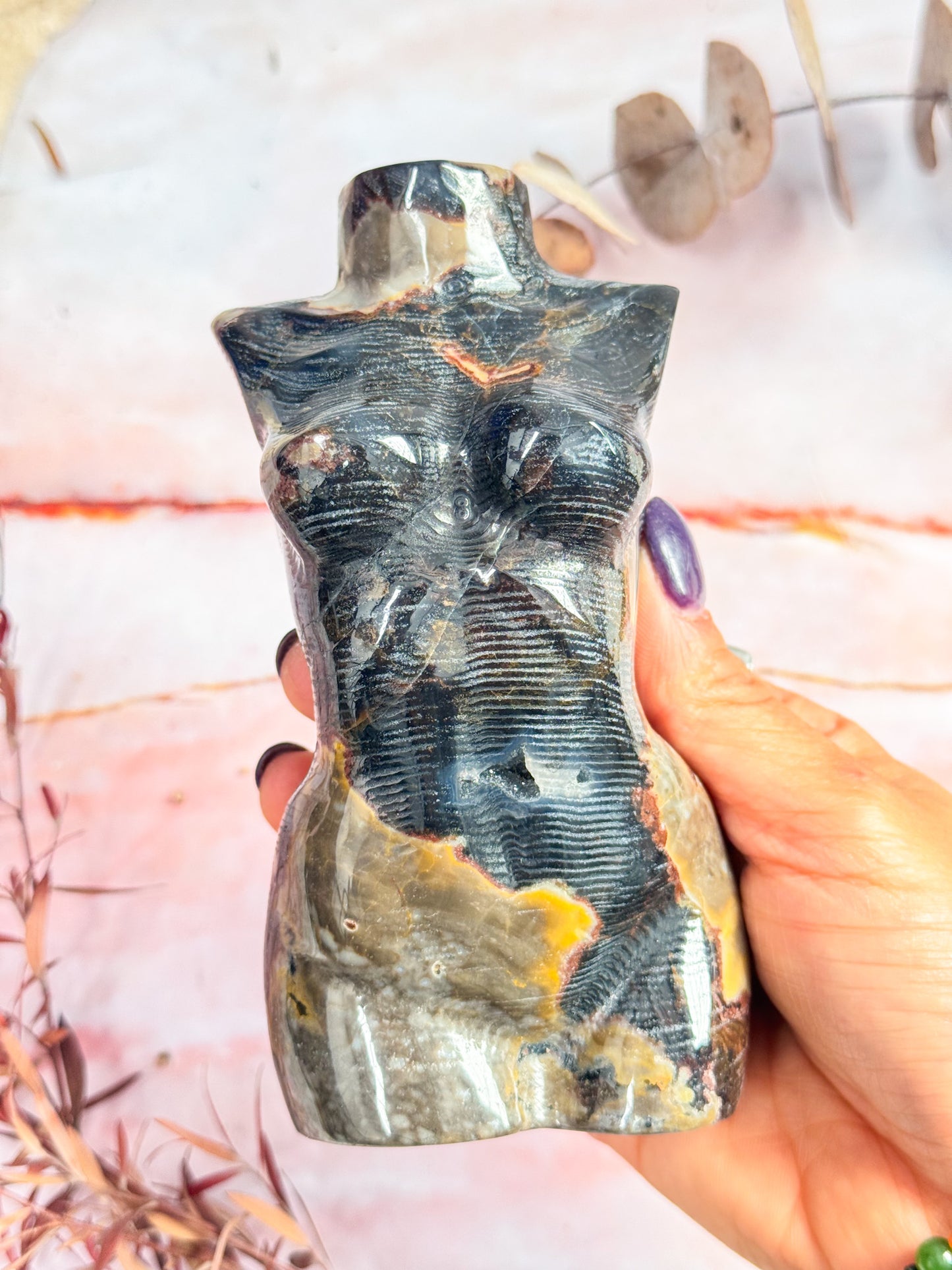 Volcanic Agate Torso Carving