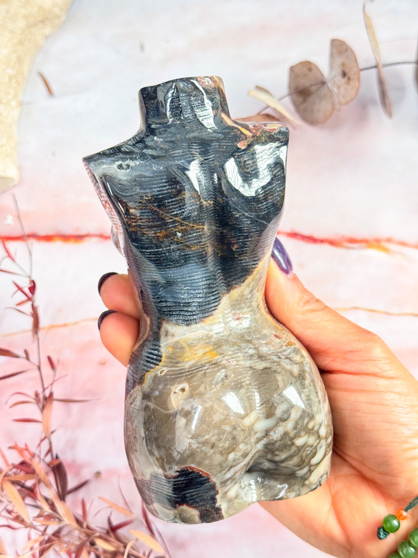 Volcanic Agate Torso Carving