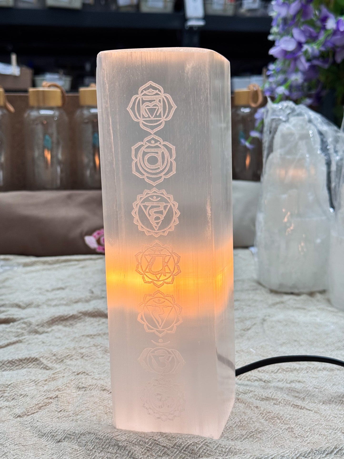 Selenite Chakra Lamps