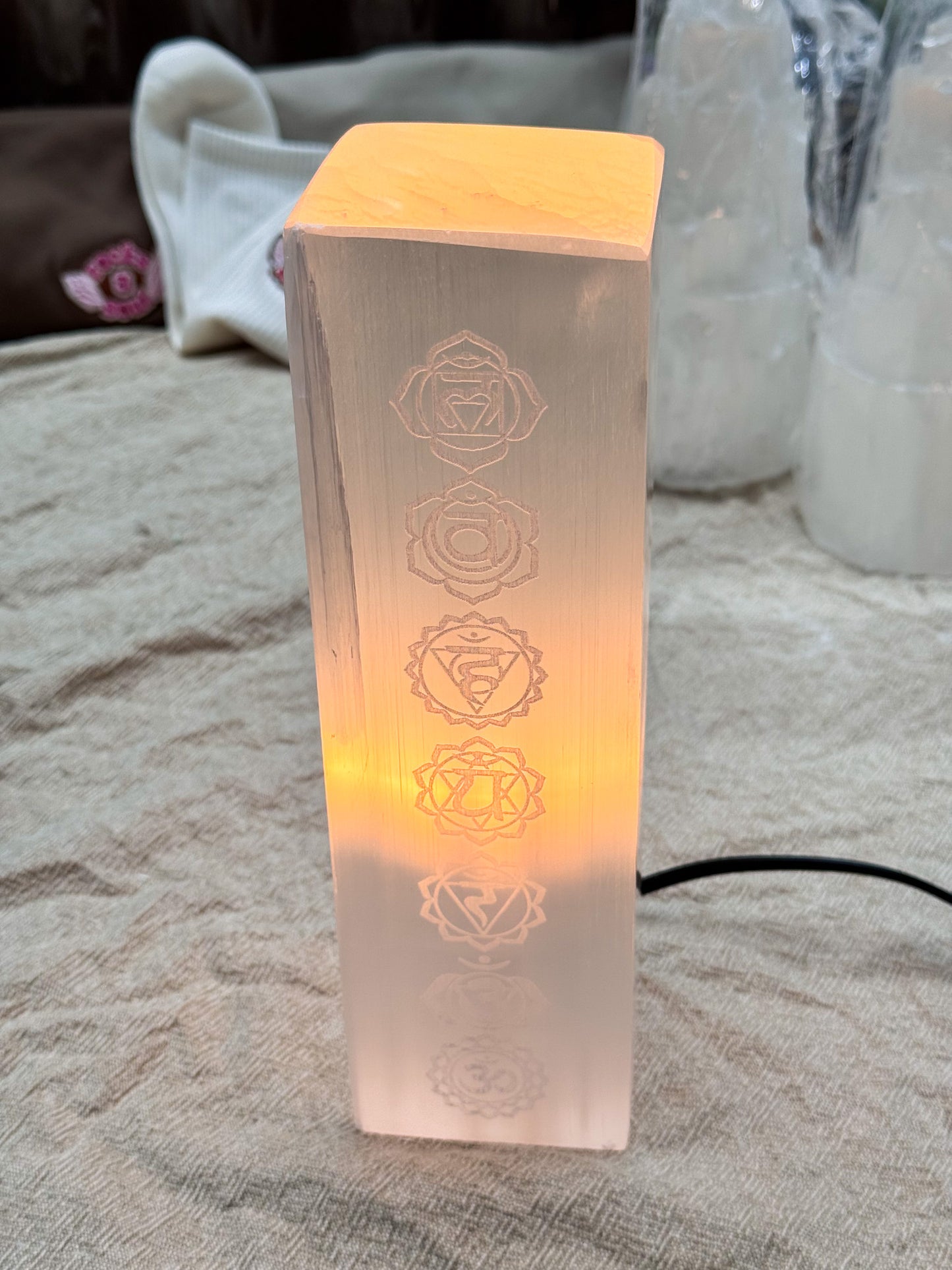 Selenite Chakra Lamps