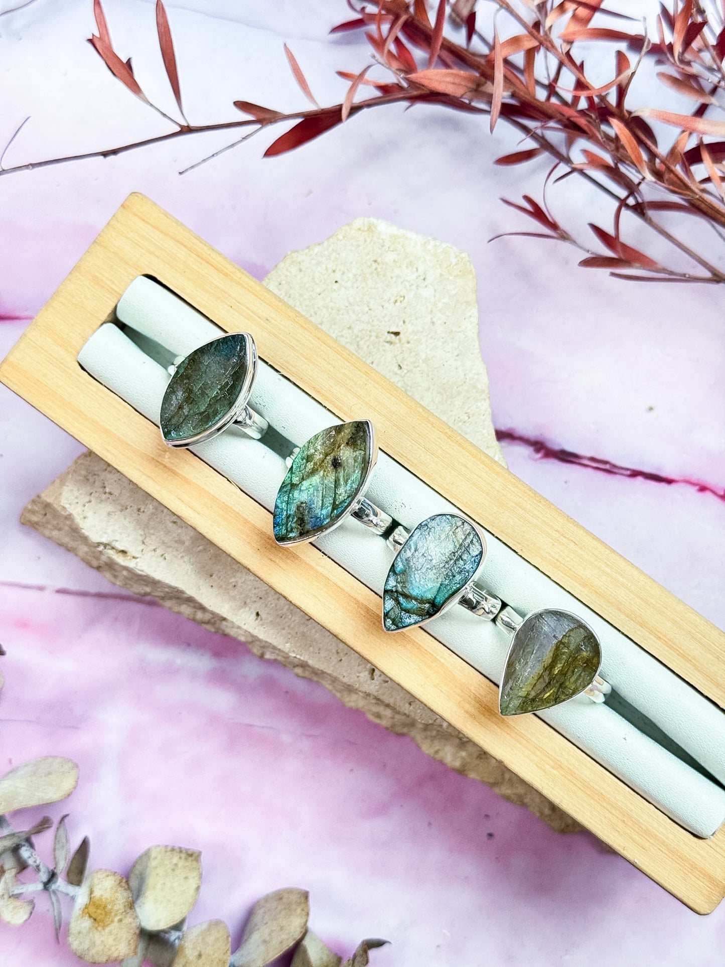 Rough Labradorite Rings