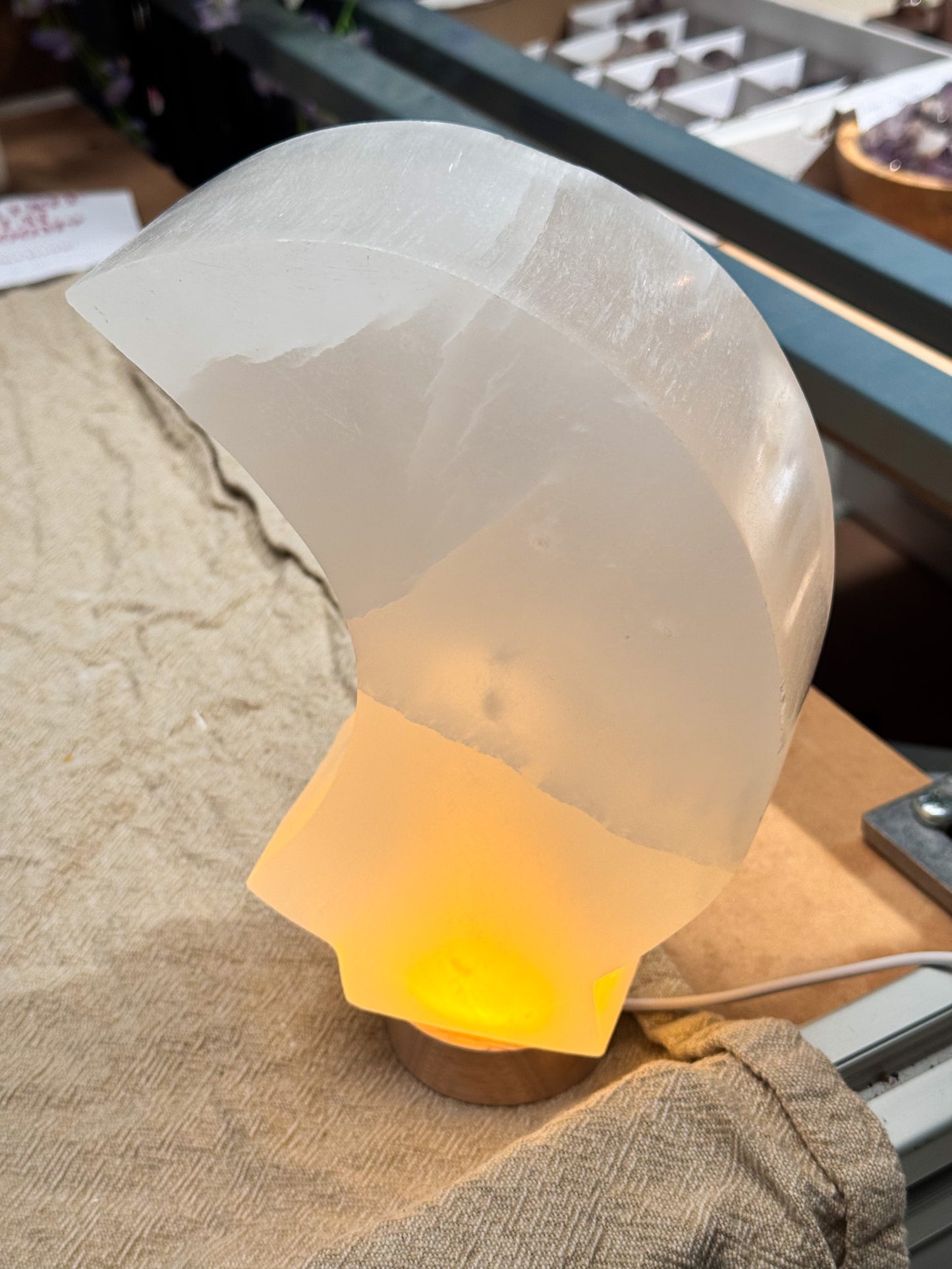 Selenite Moon Lamps
