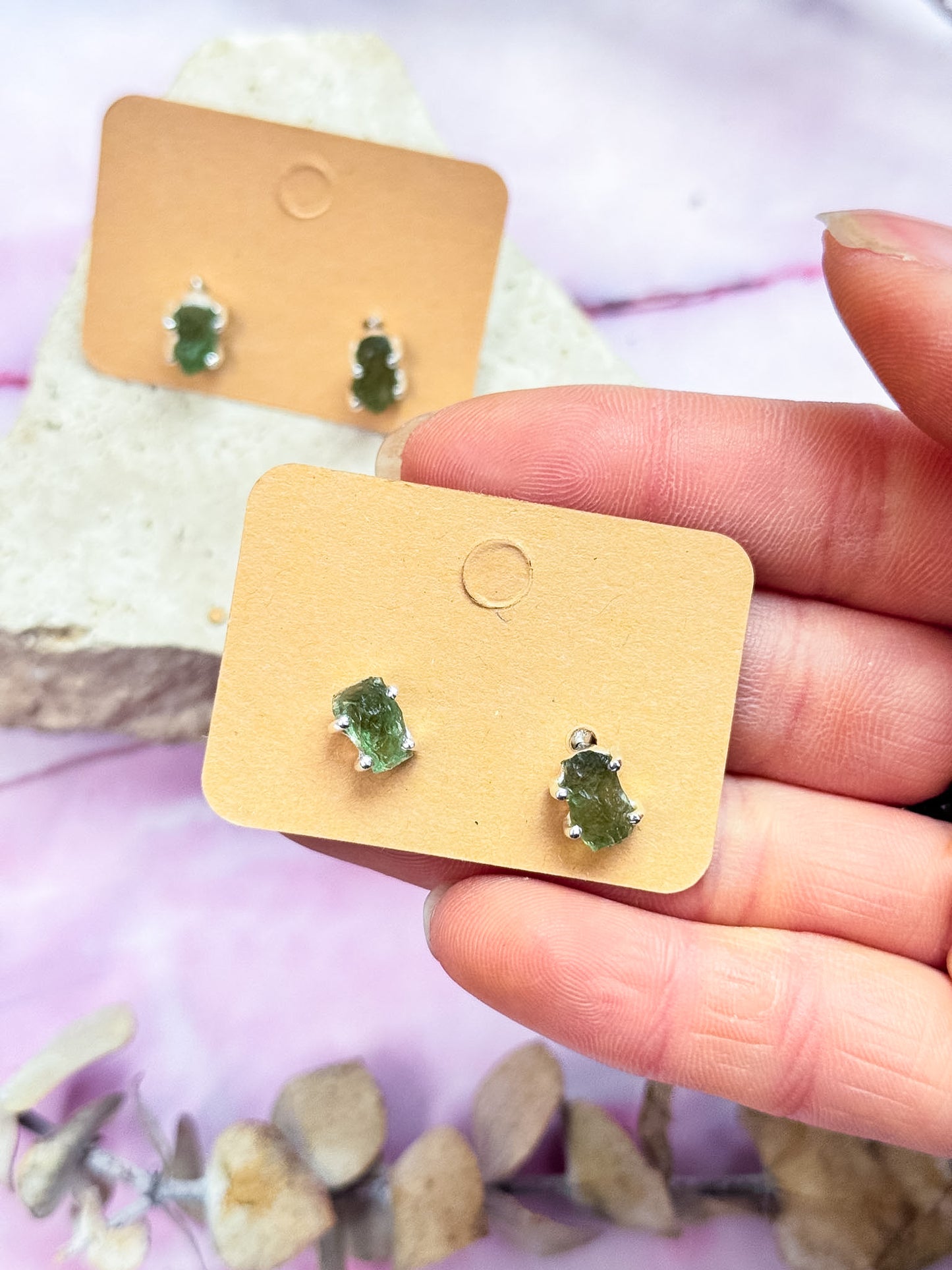 Moldavite Studs