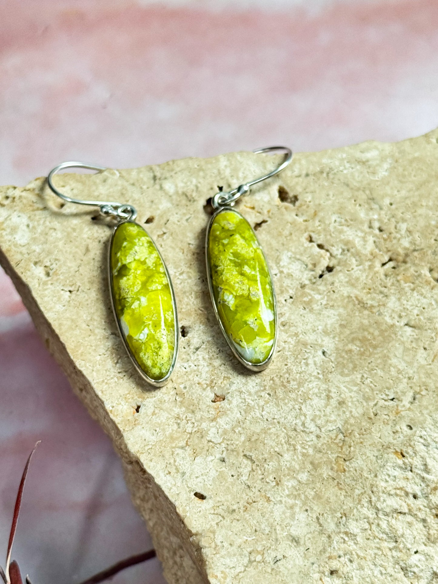 Lizardite Serpentine Earrings - Oval