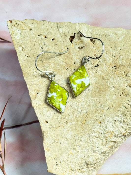 Lizardite Serpentine Earrings - Diamond