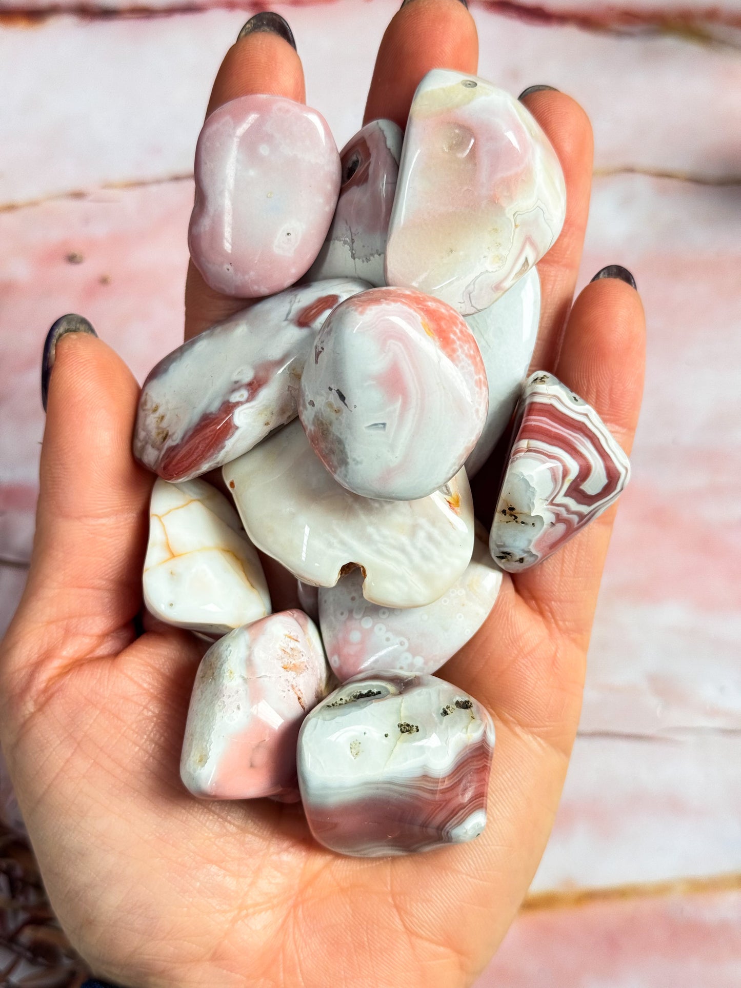 Pink Porcelain Agate Tumbles