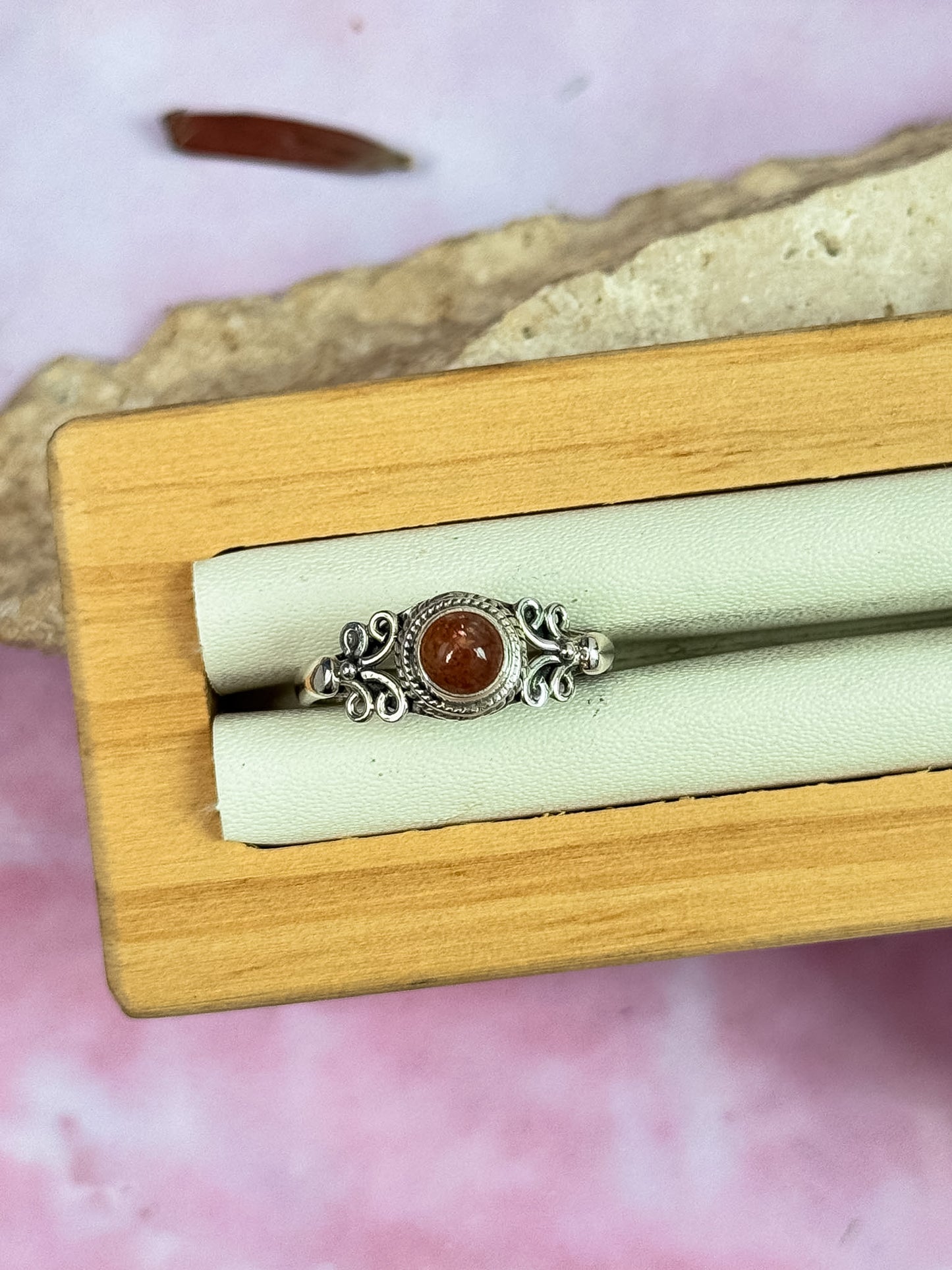 Sunstone Filigree Rings