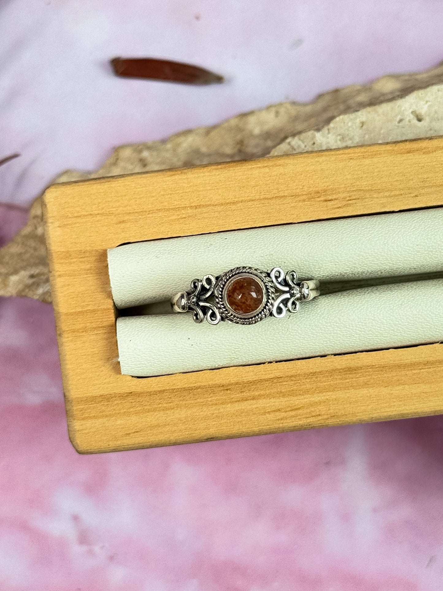 Sunstone Filigree Rings