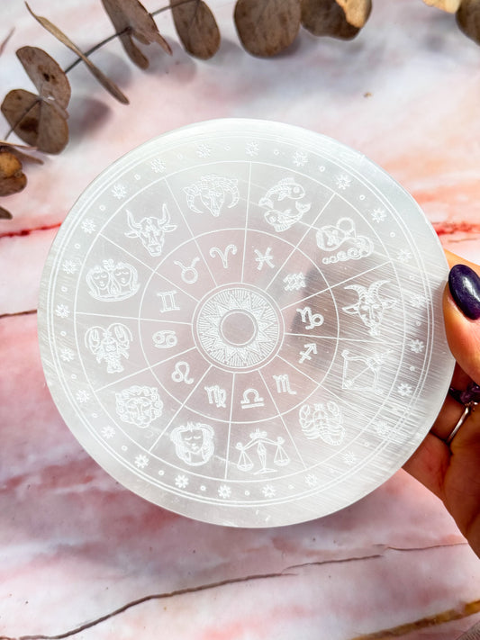 Selenite Zodiac Plates