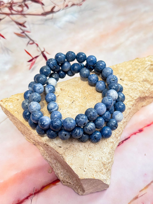 Blue Coral Bead Bracelets