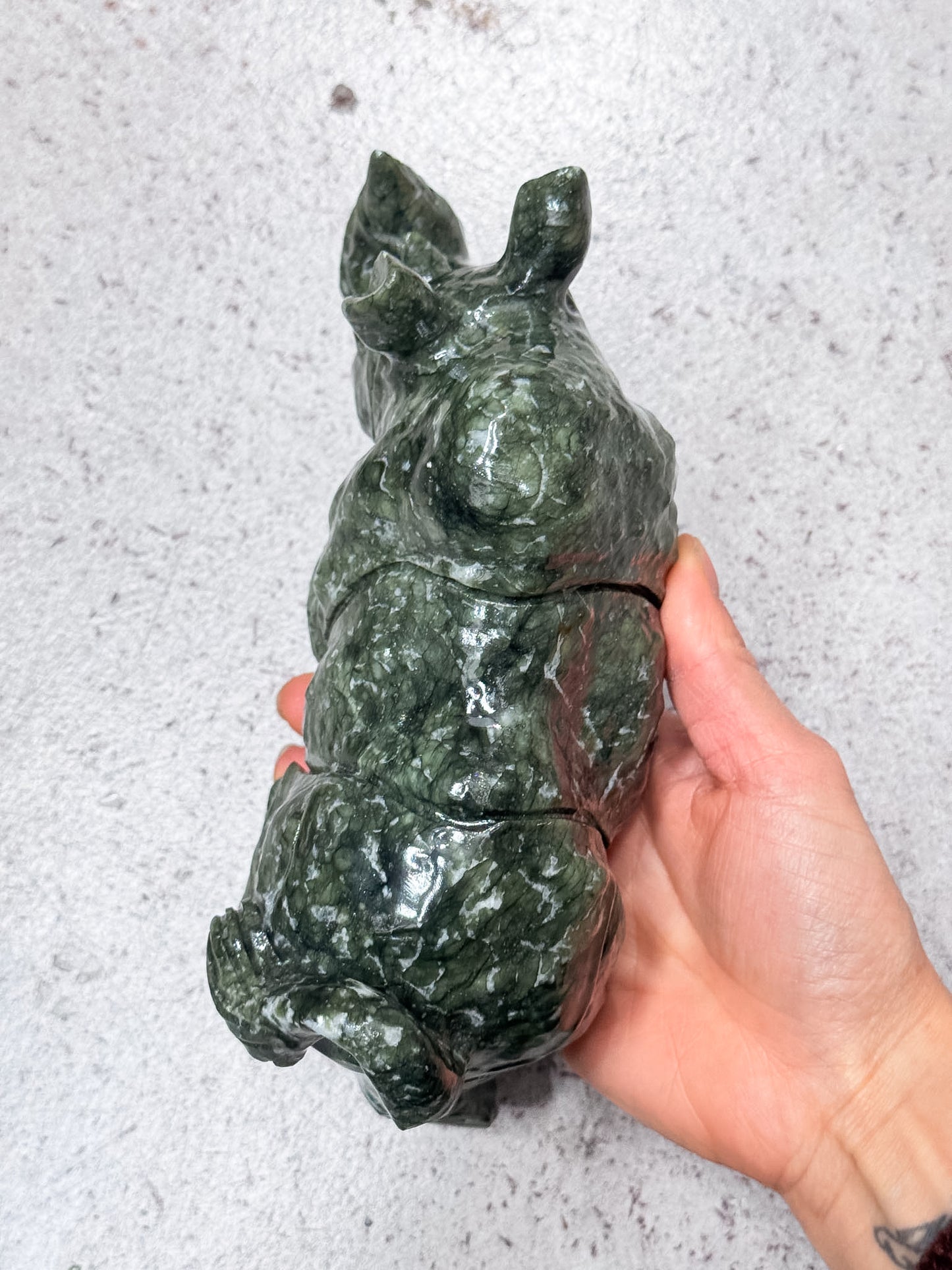 Serpentine Rhino Carving