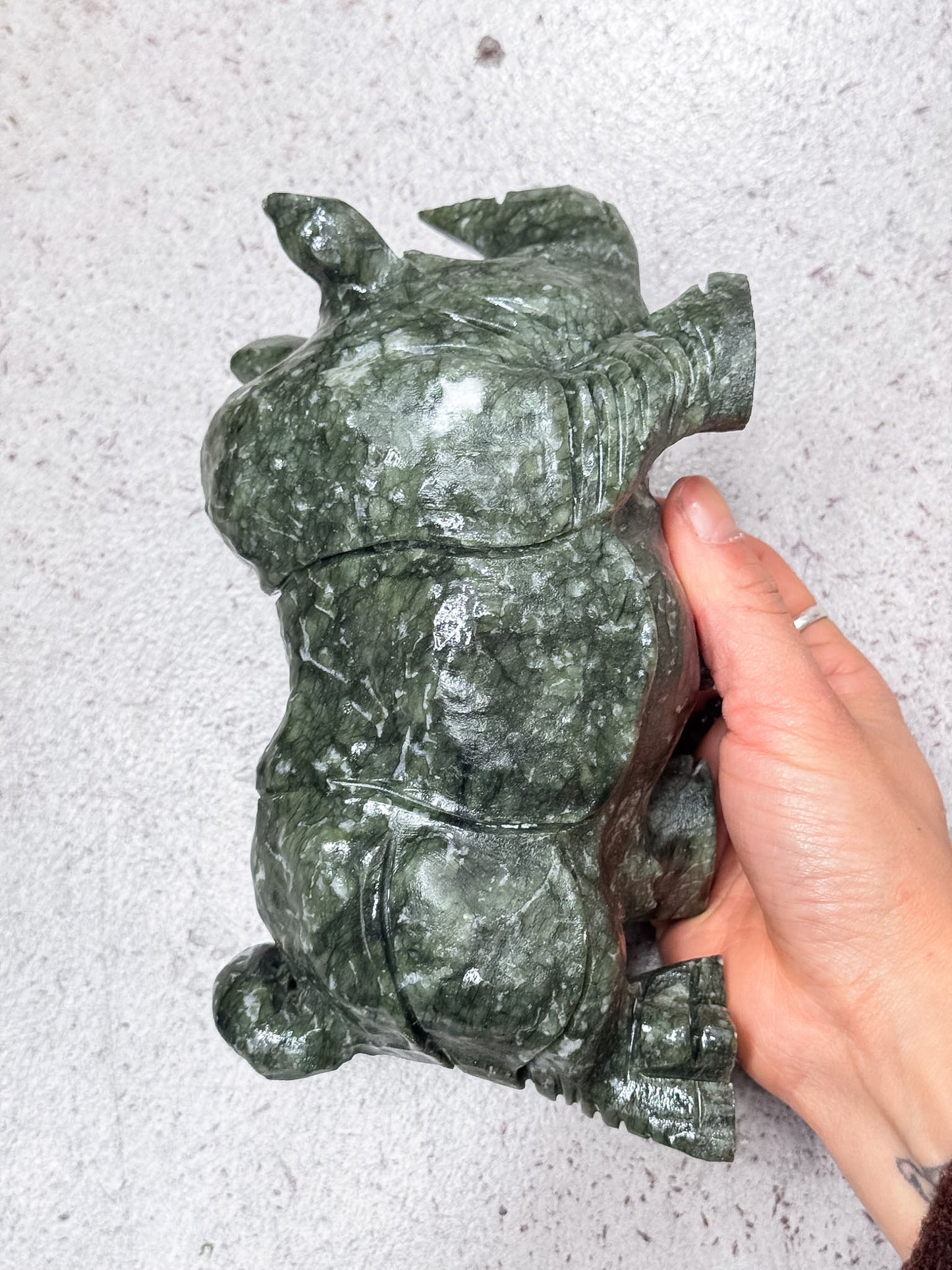 Serpentine Rhino Carving