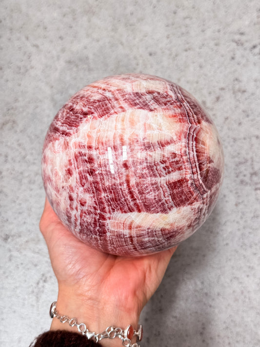 Pink Banded Calcite Sphere