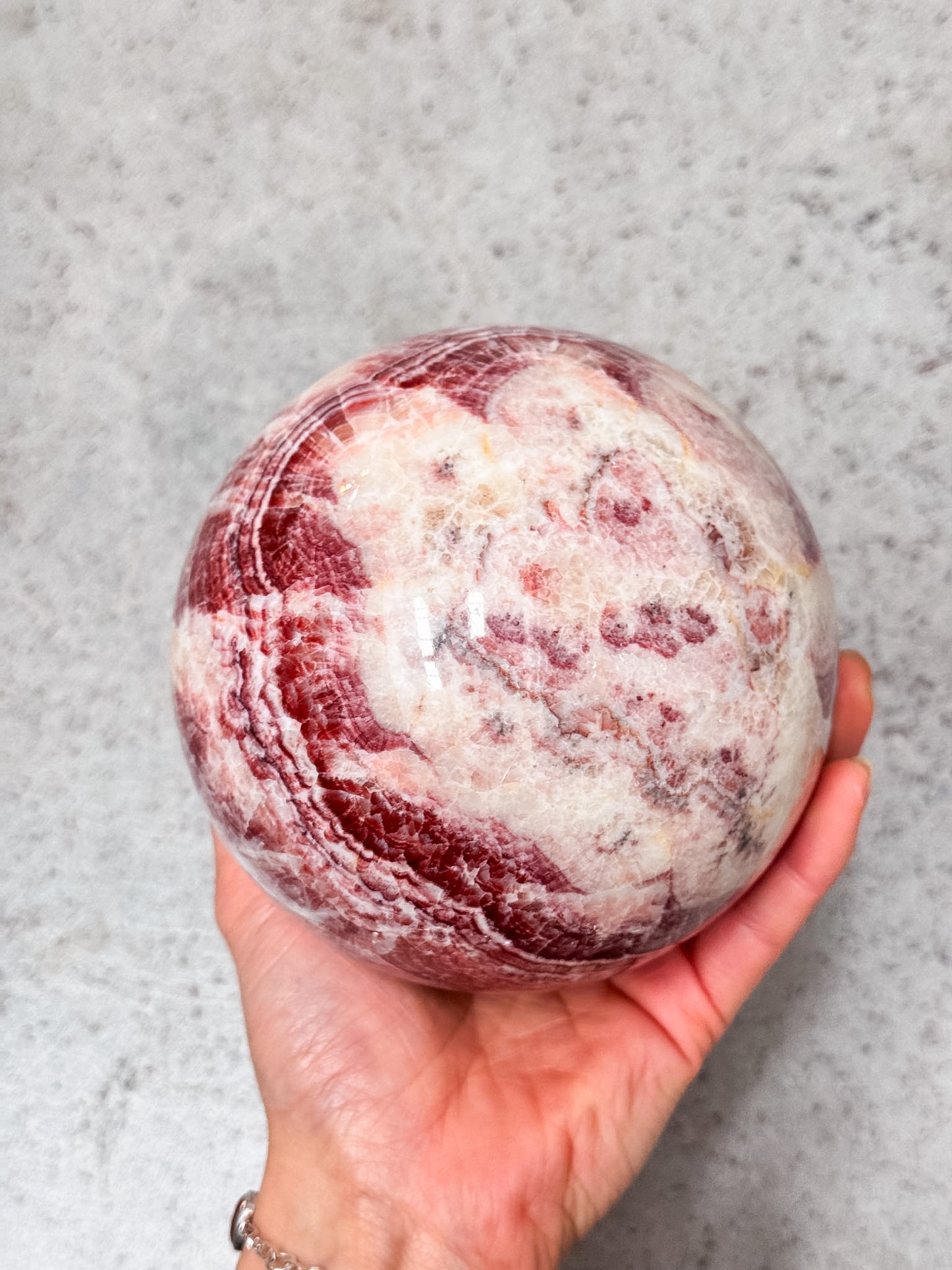 Pink Banded Calcite Sphere