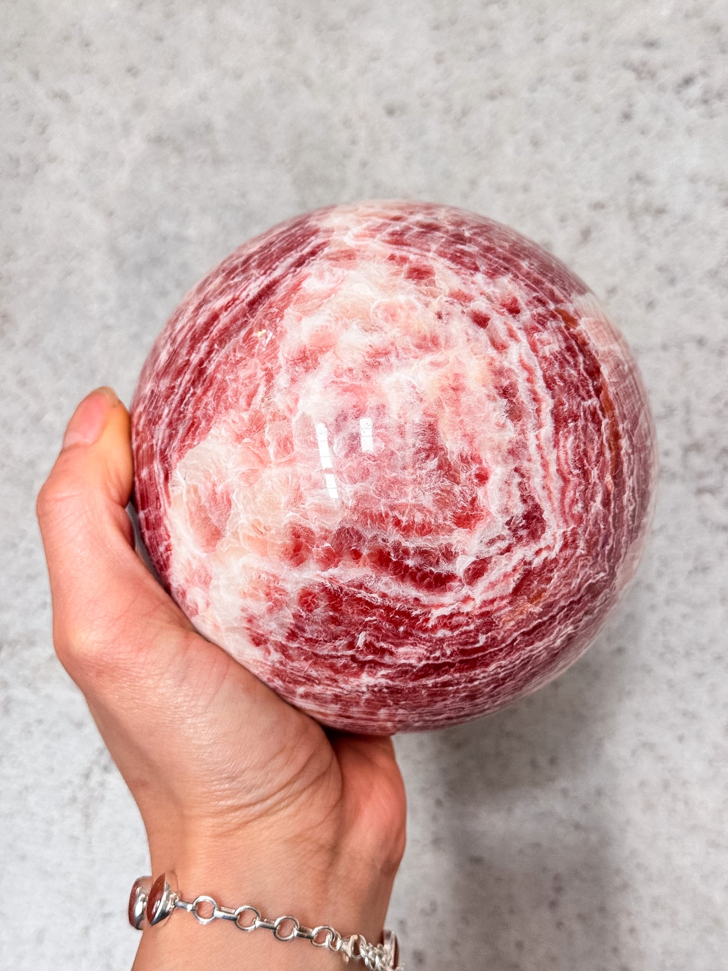 Pink Banded Calcite Sphere