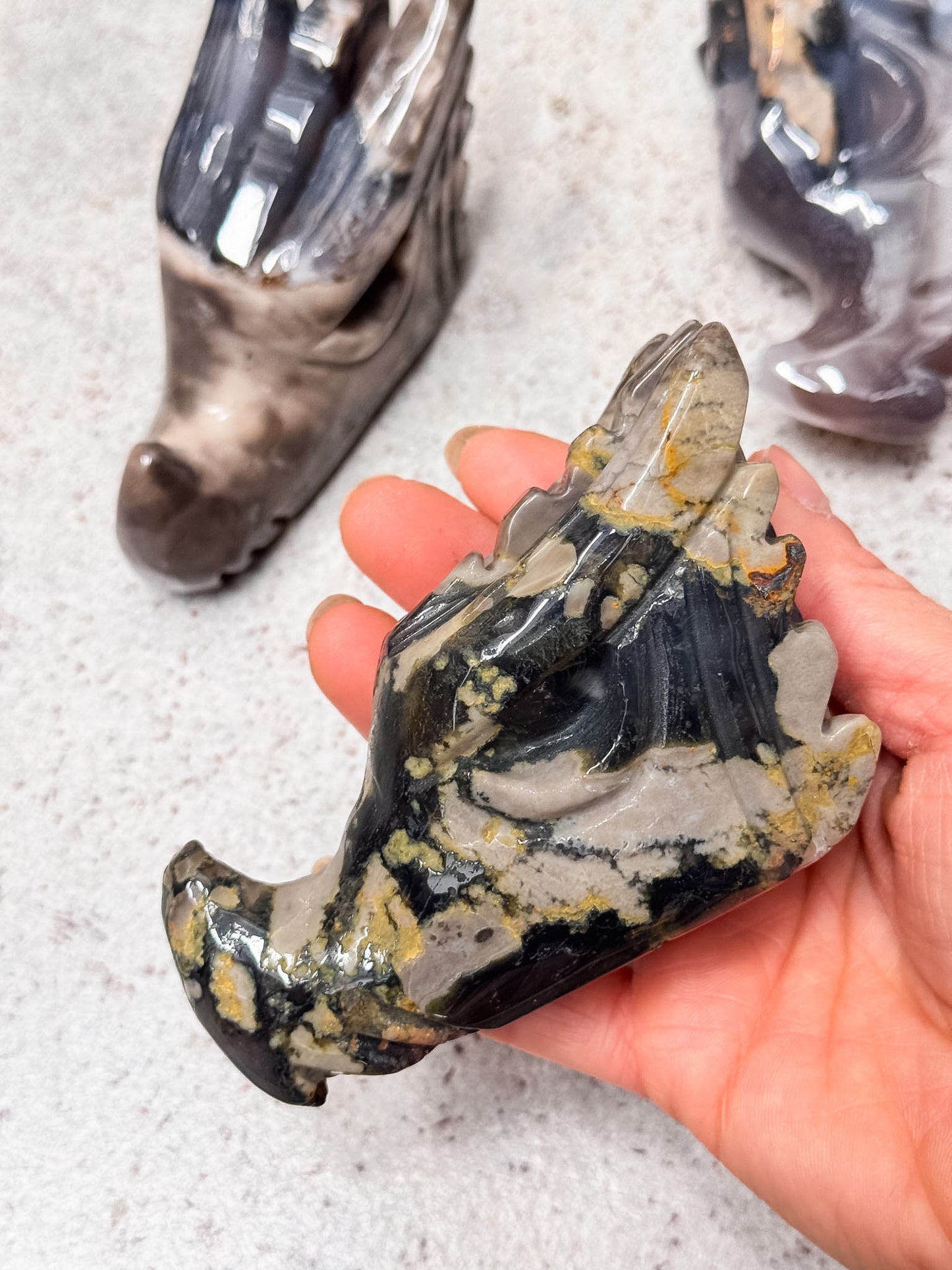 Volcanic Agate Dragon Heads