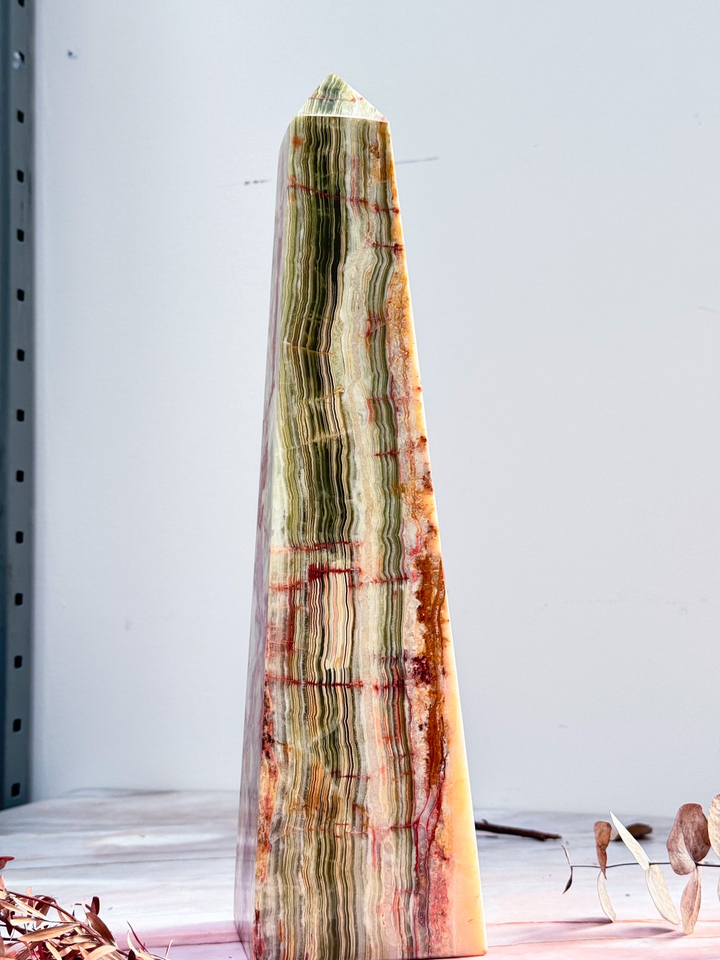 XL Green Banded Calcite Tower #1