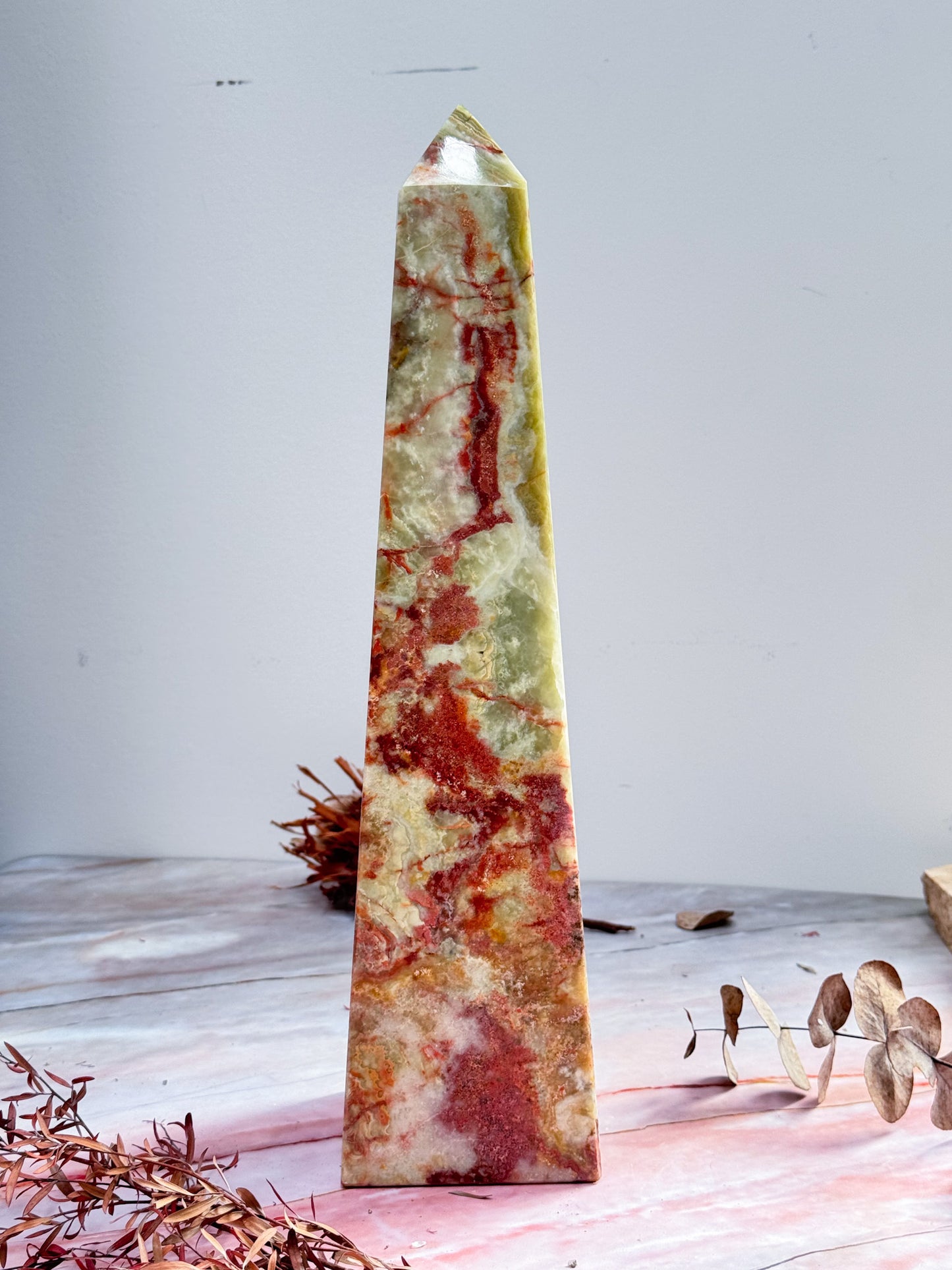 XL Green Banded Calcite Tower #1