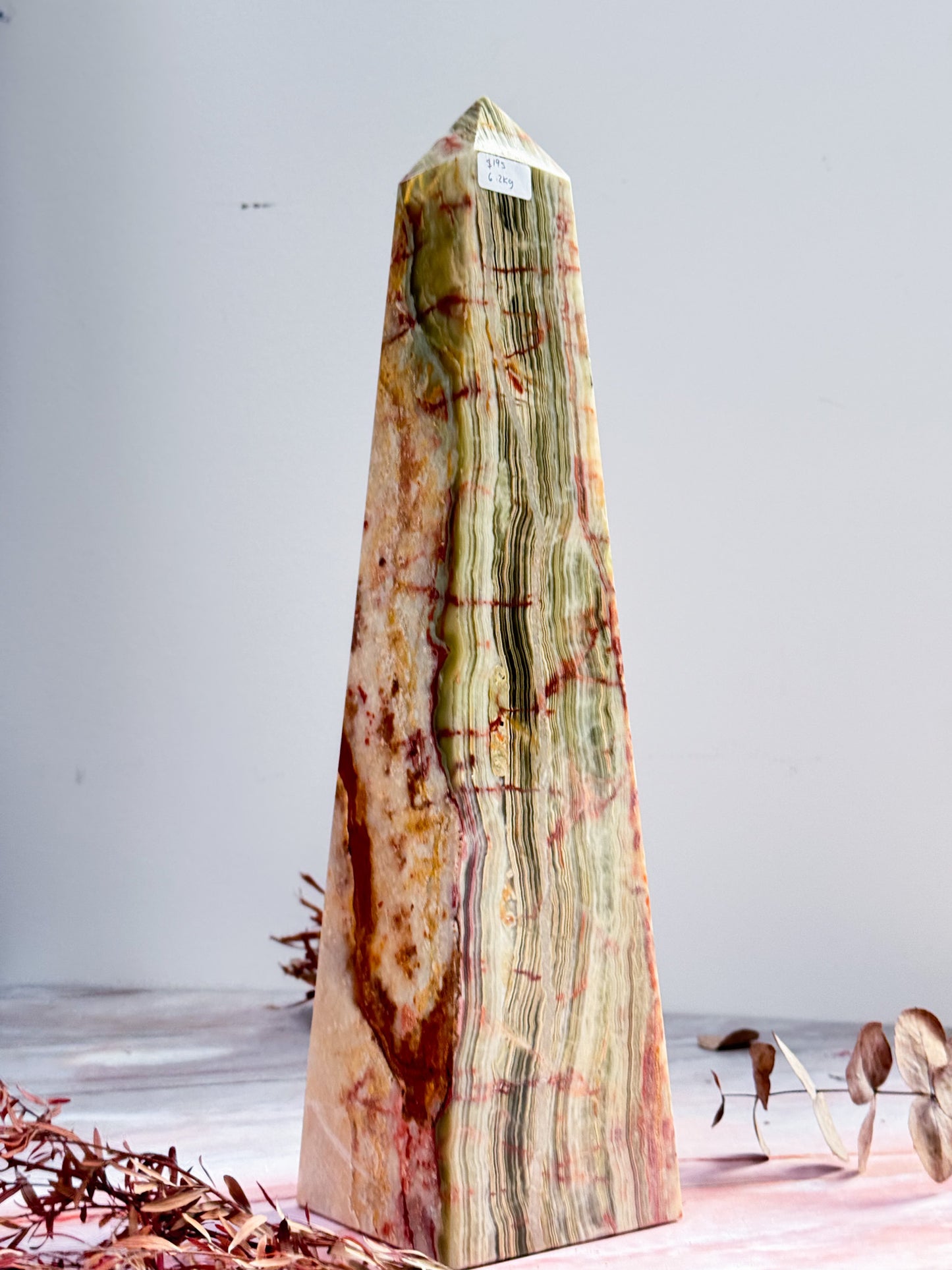 XL Green Banded Calcite Tower #1