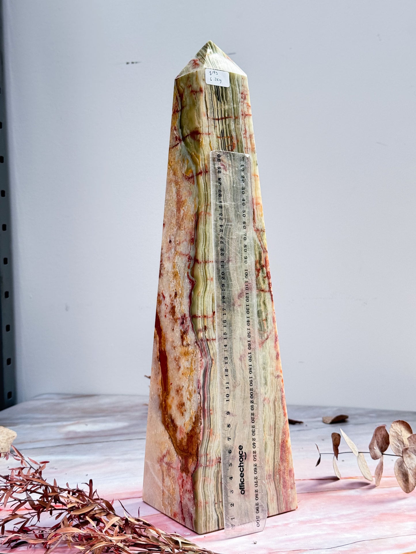 XL Green Banded Calcite Tower #1