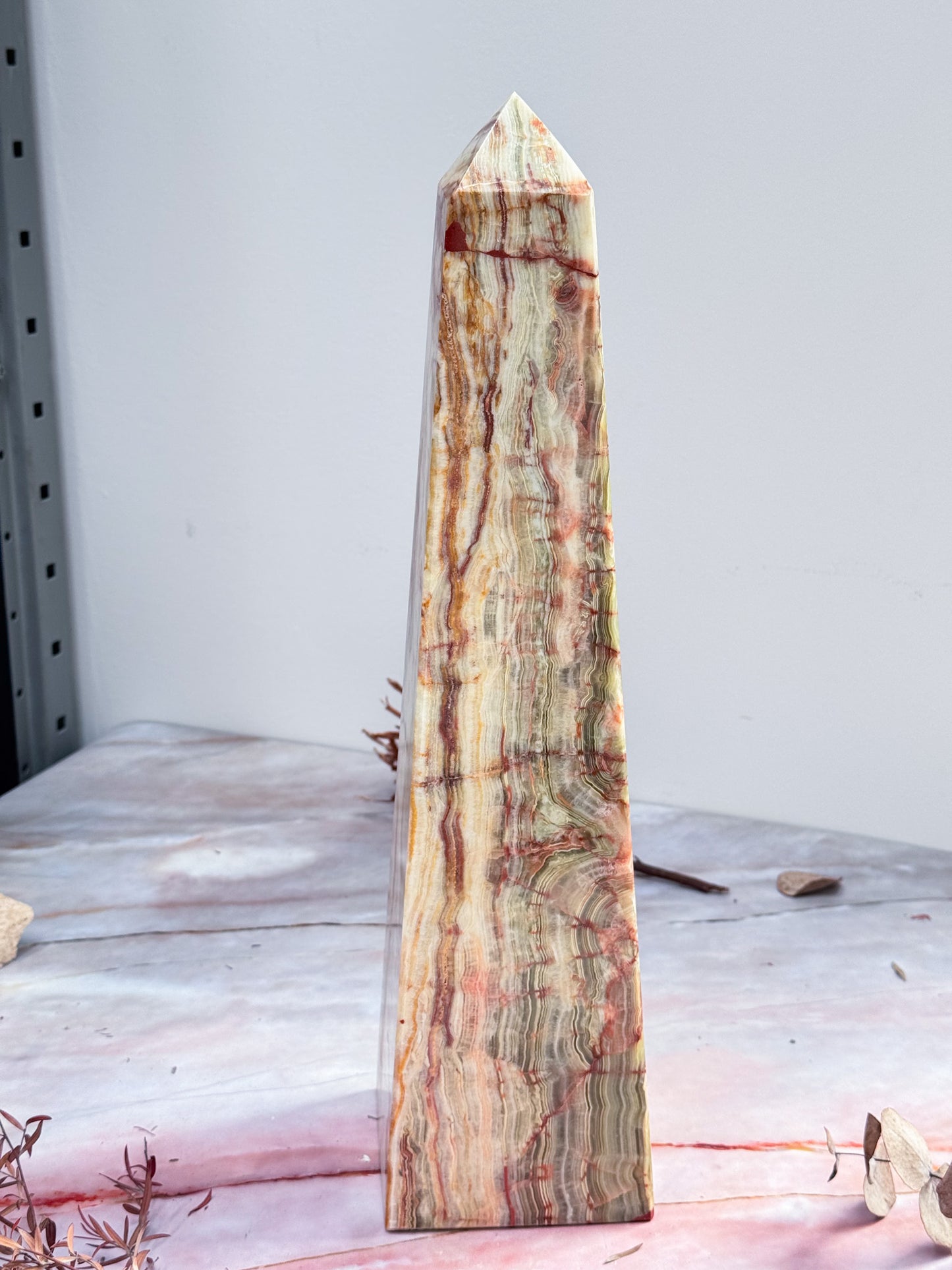 XL Green Banded Calcite Tower #3