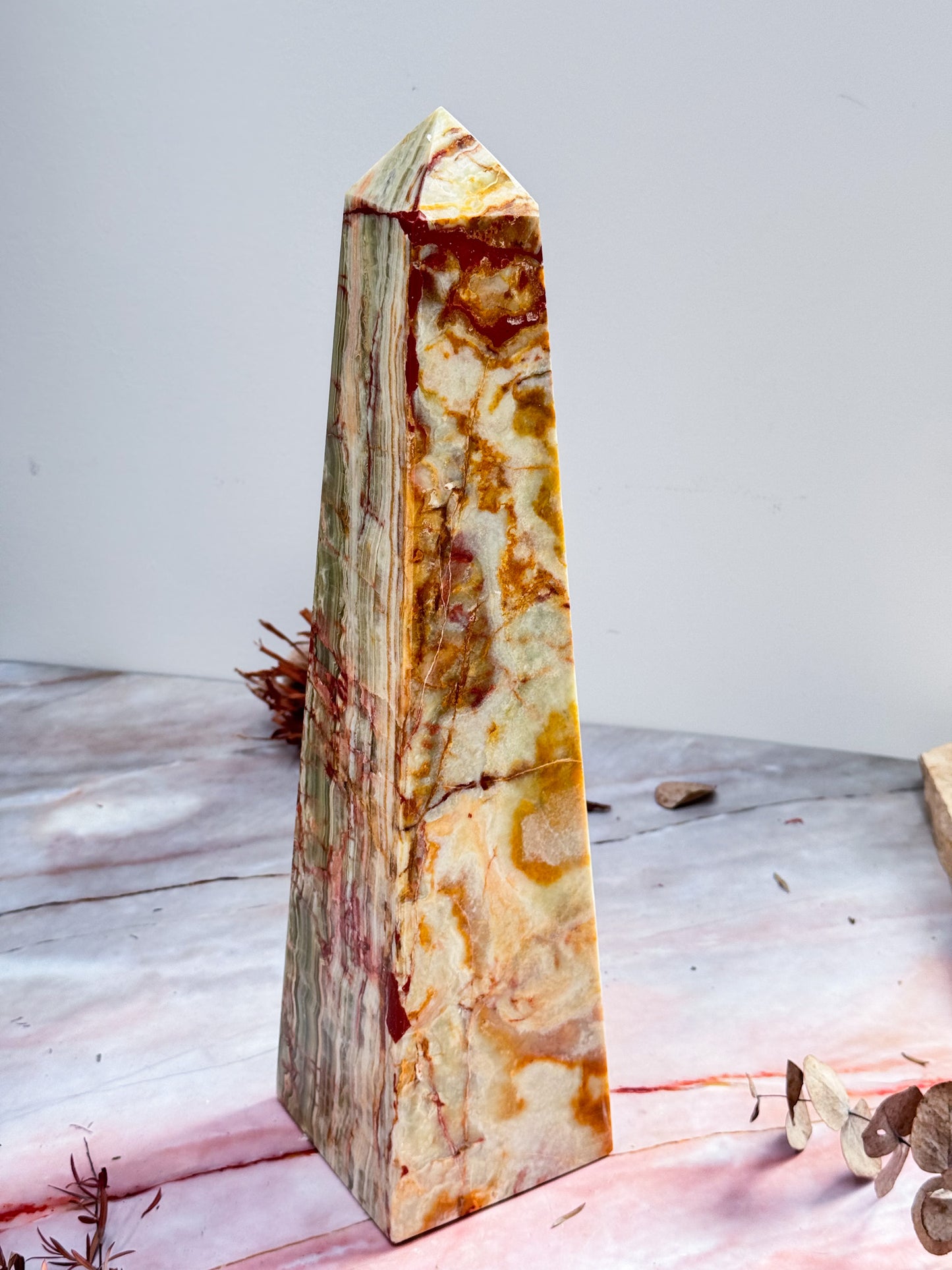 XL Green Banded Calcite Tower #3