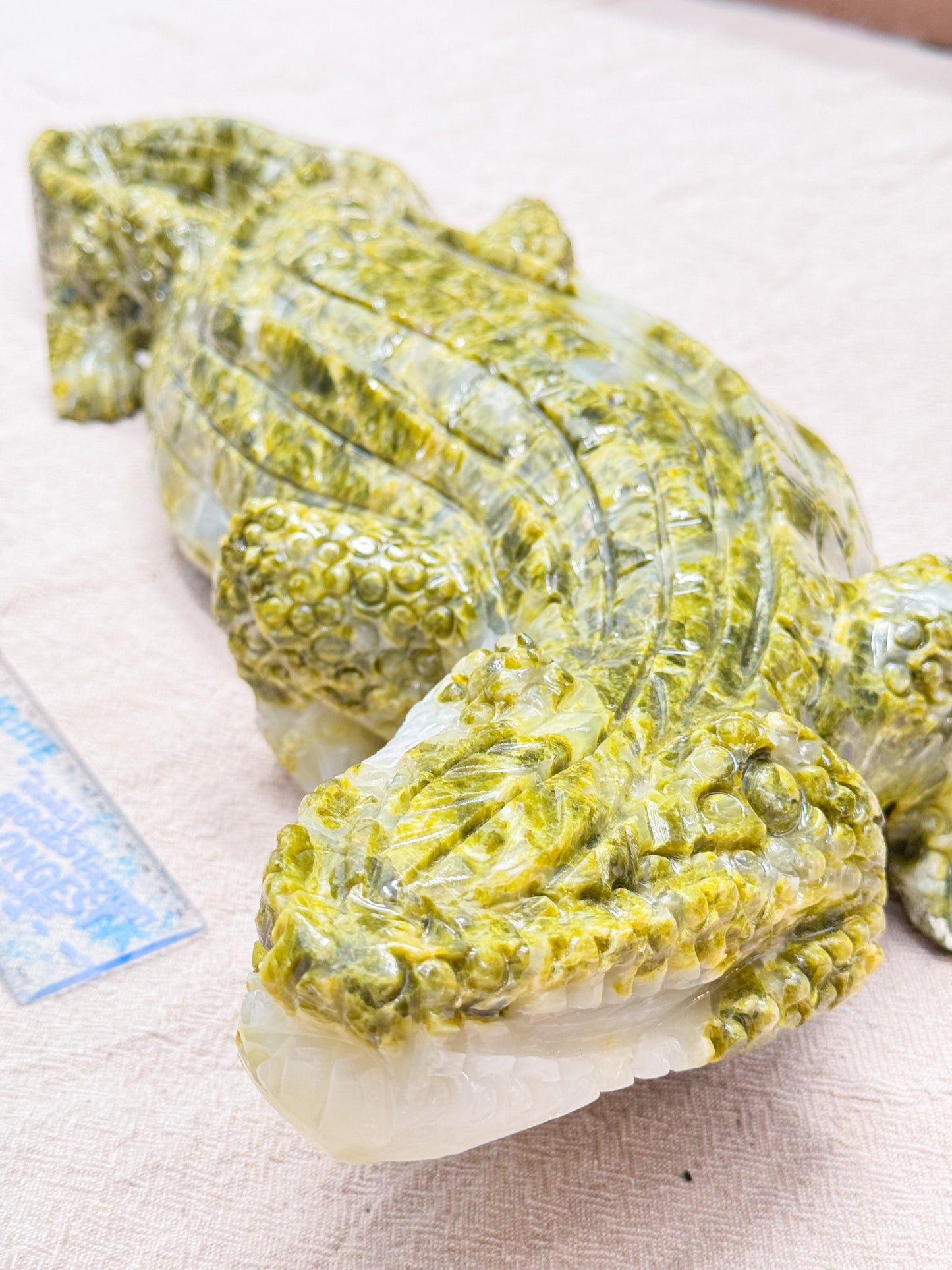 12kg Serpentine Crocodile Carving