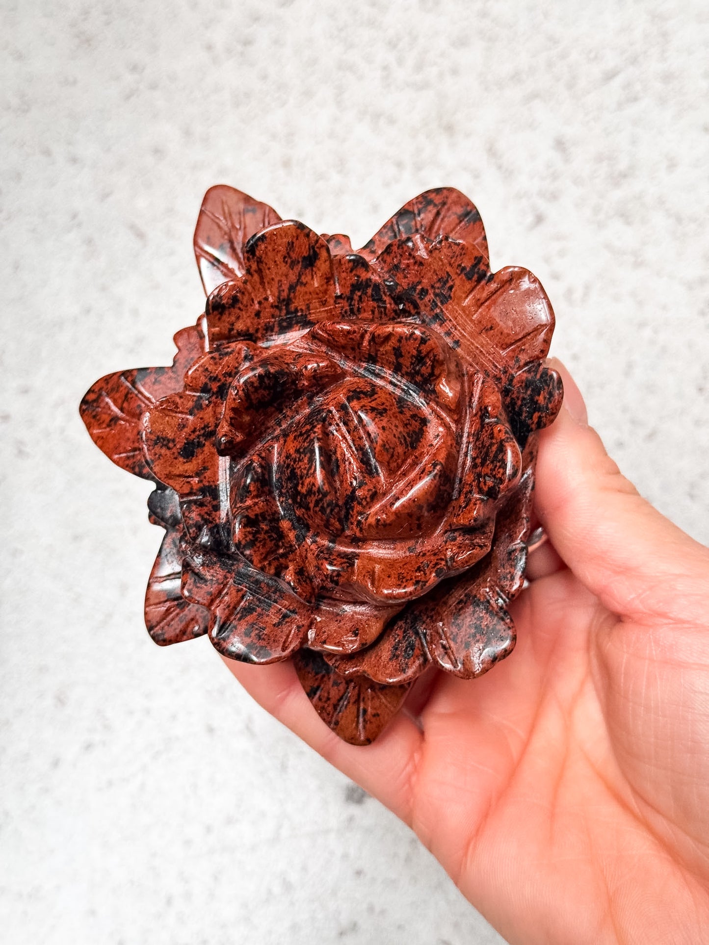 Mahogony Obsidian Peony Carving