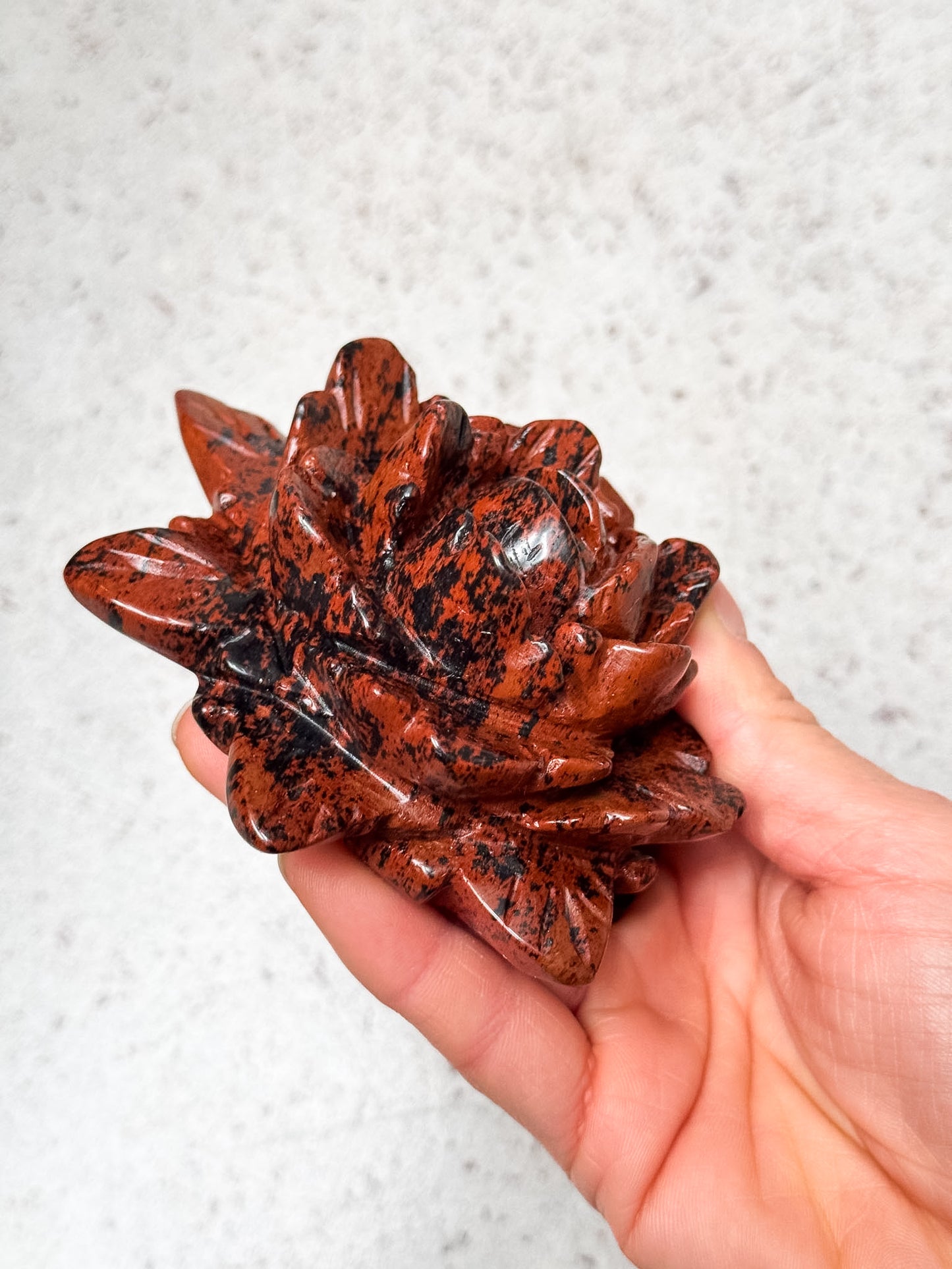 Mahogony Obsidian Peony Carving