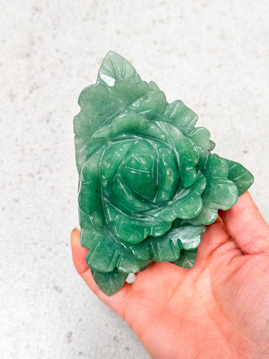 Aventurine Peony Carving