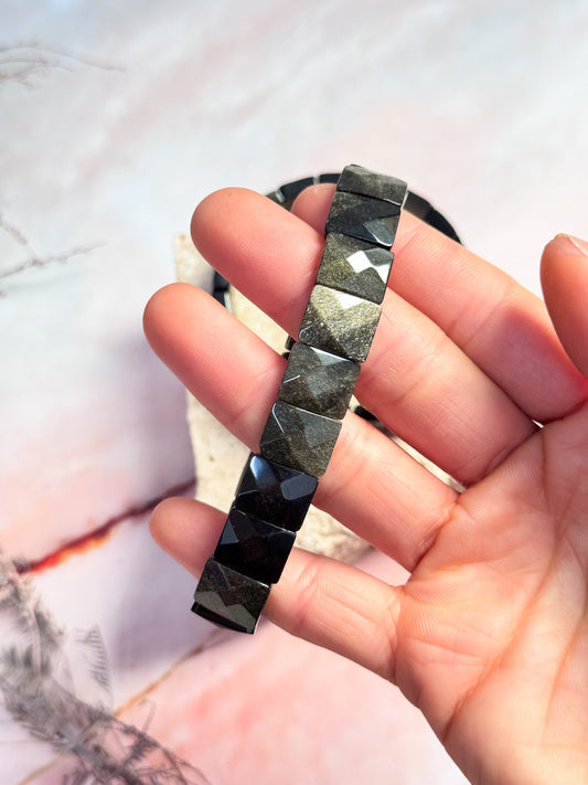 Gold Sheen Obsidian Faceted Bracelets