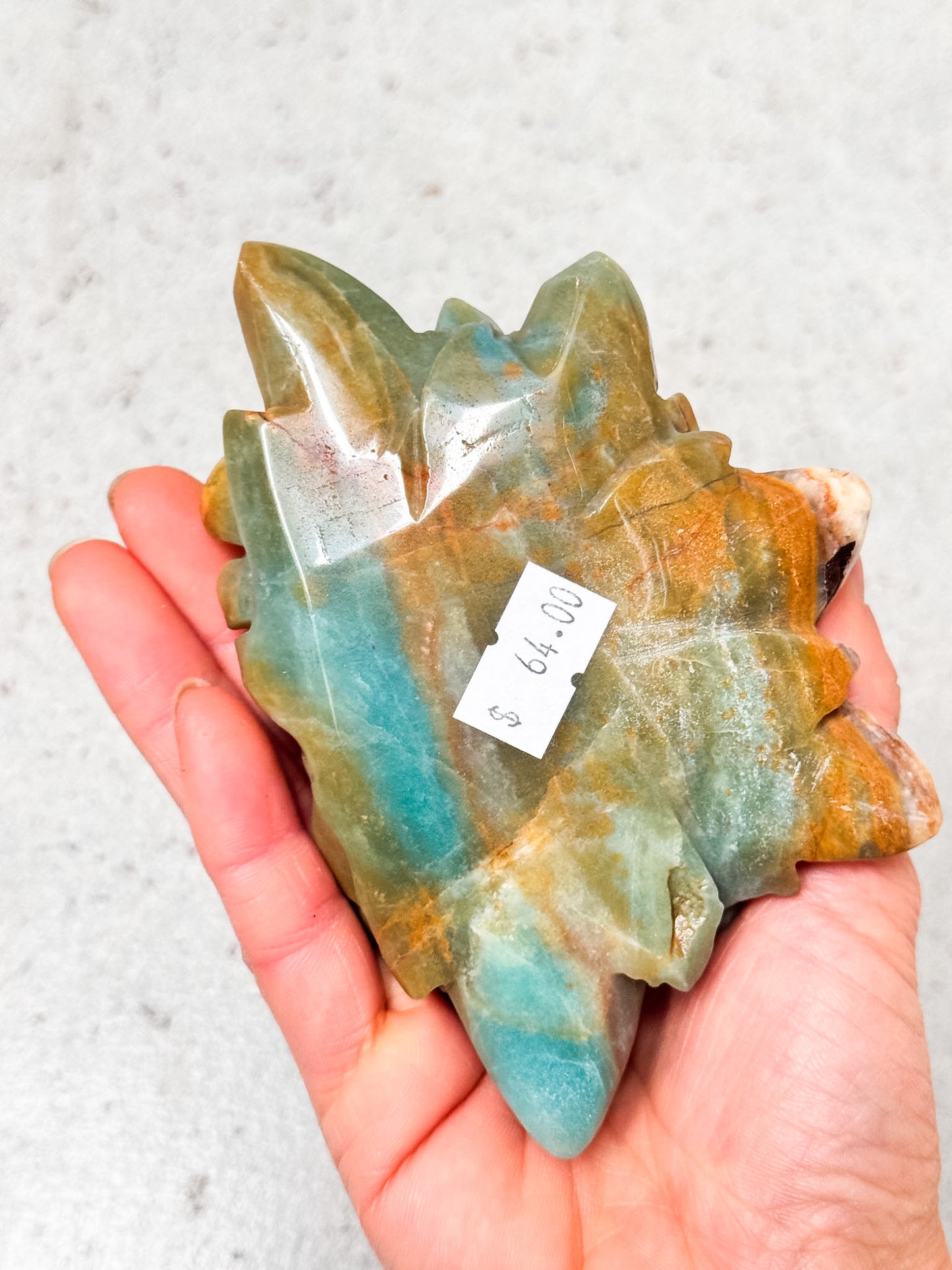 Blue Jasper Peony Carving