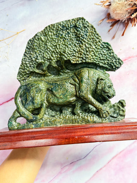 Variscite Jaguar Carving on Stand